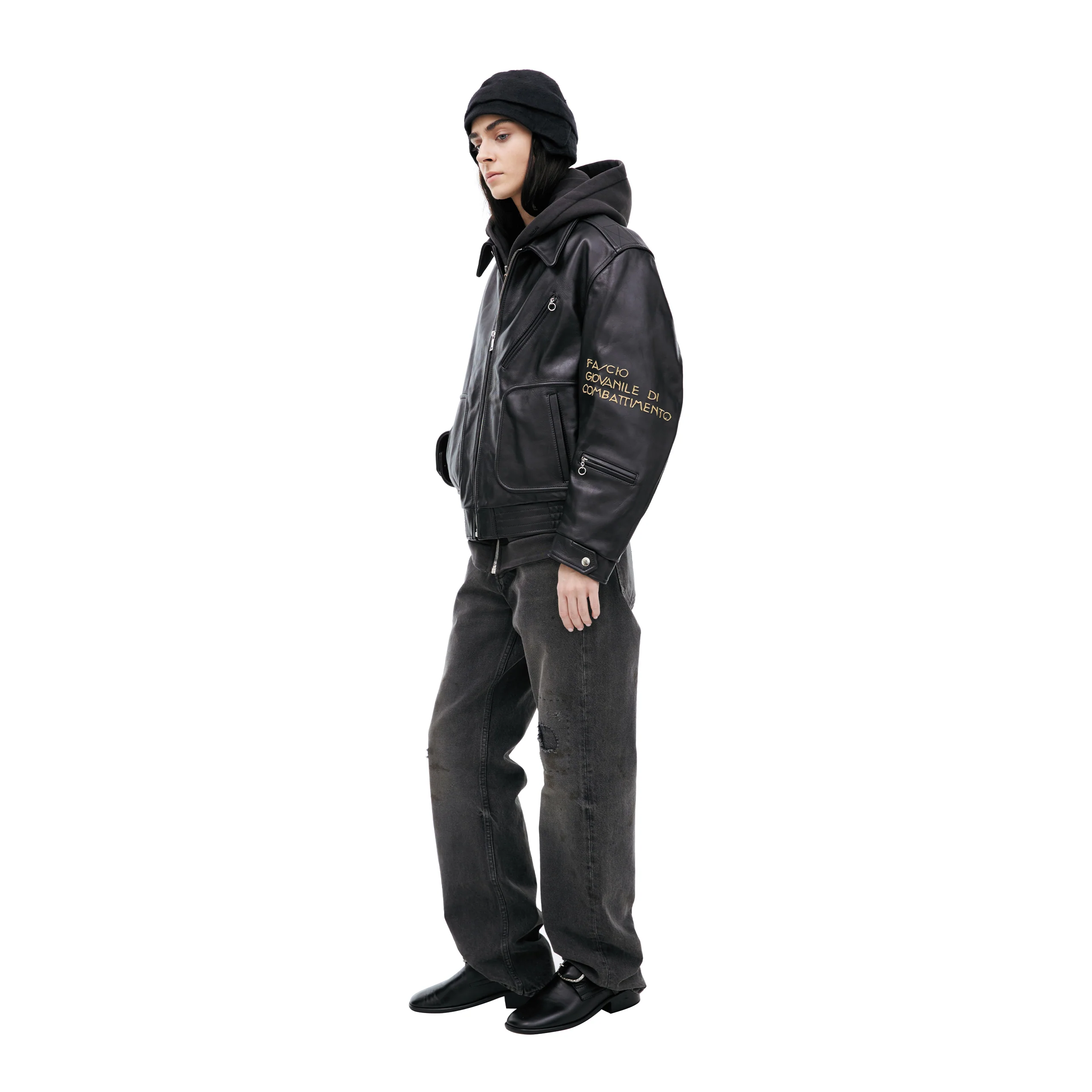 Fascio Combattimento Leather Jacket (Black) - Image 3