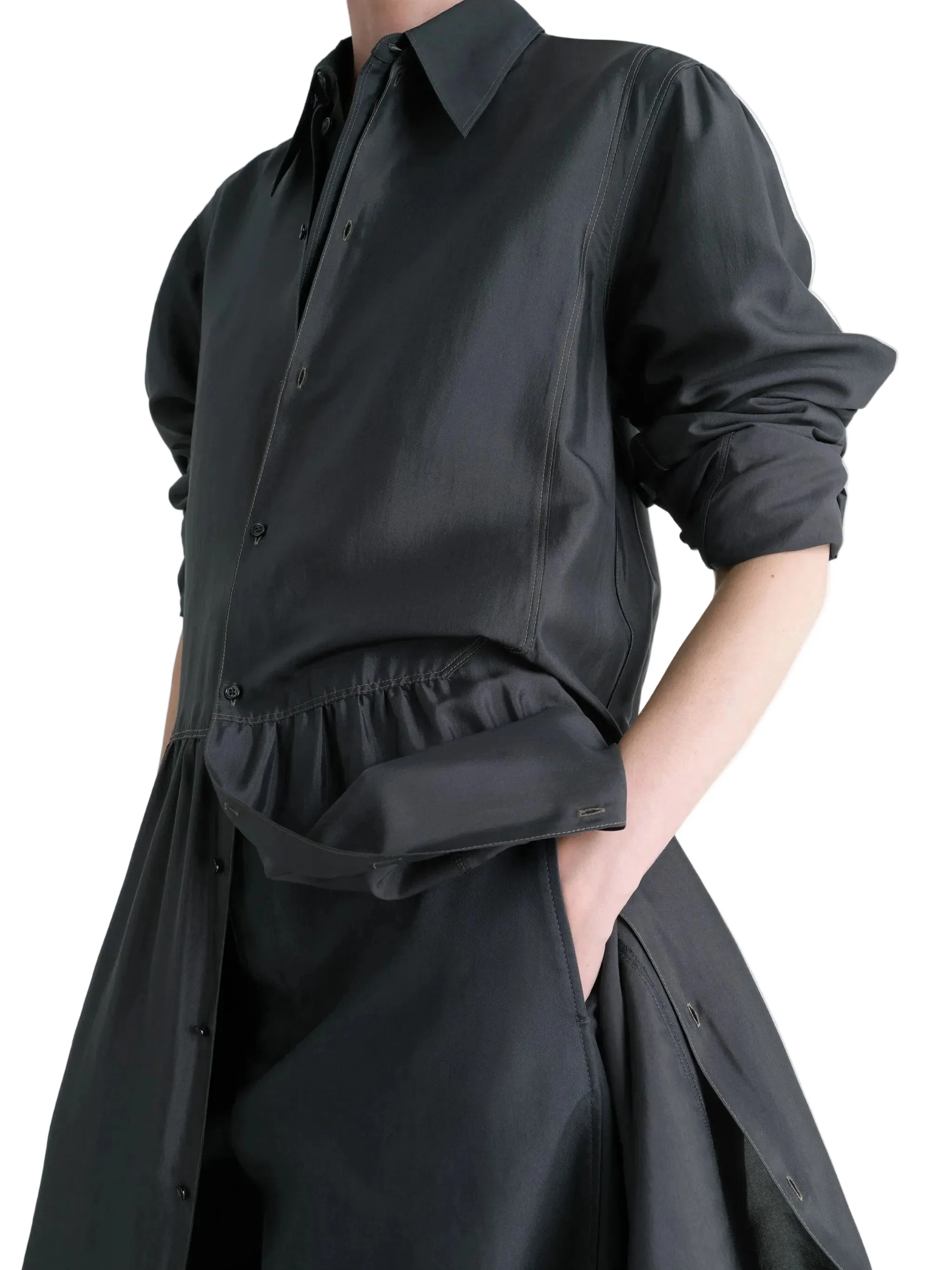 Buttoned Dress (Black) - Image 2