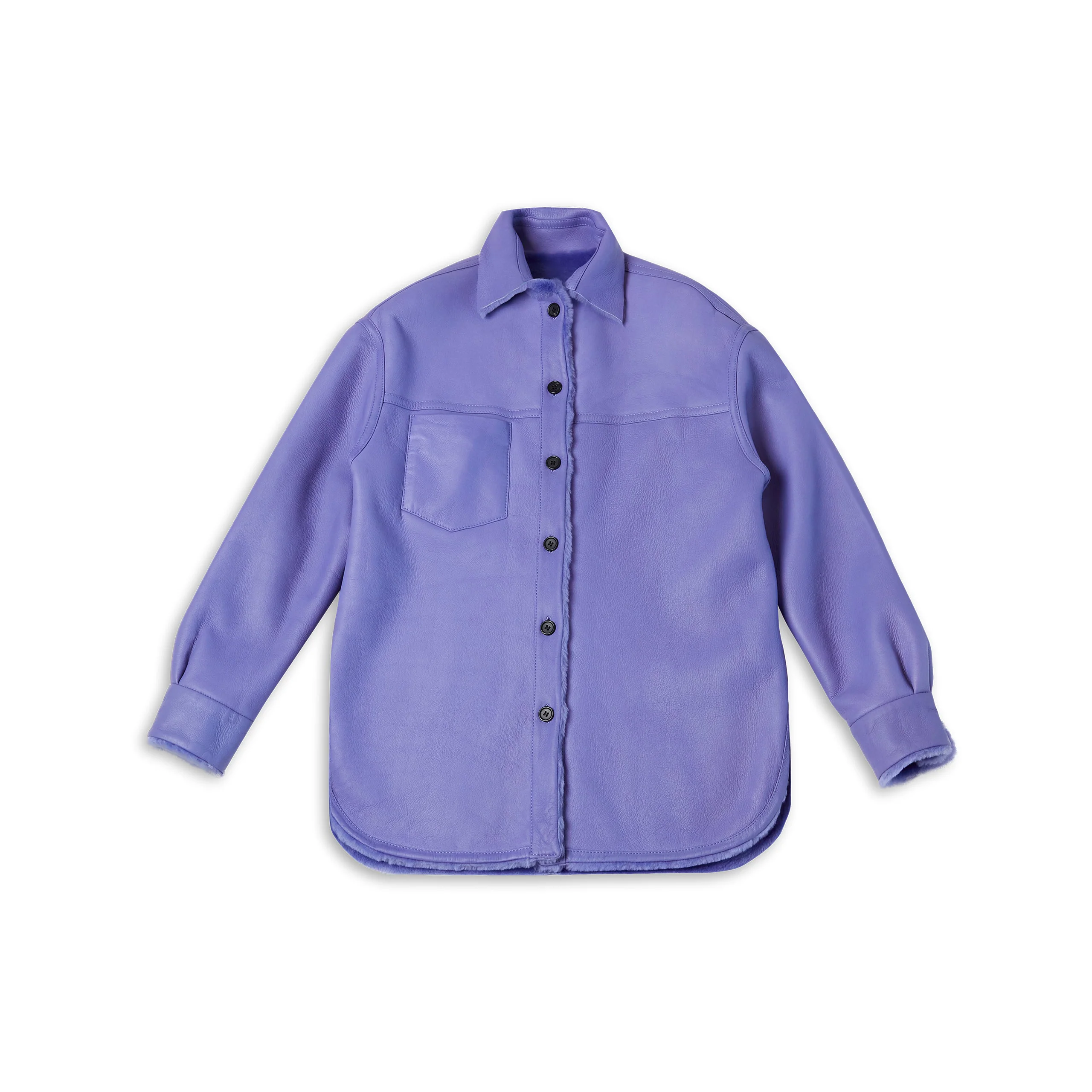 Buttoned Long-Sleeved Reversible Jacket (Prune Violet) - Image 3