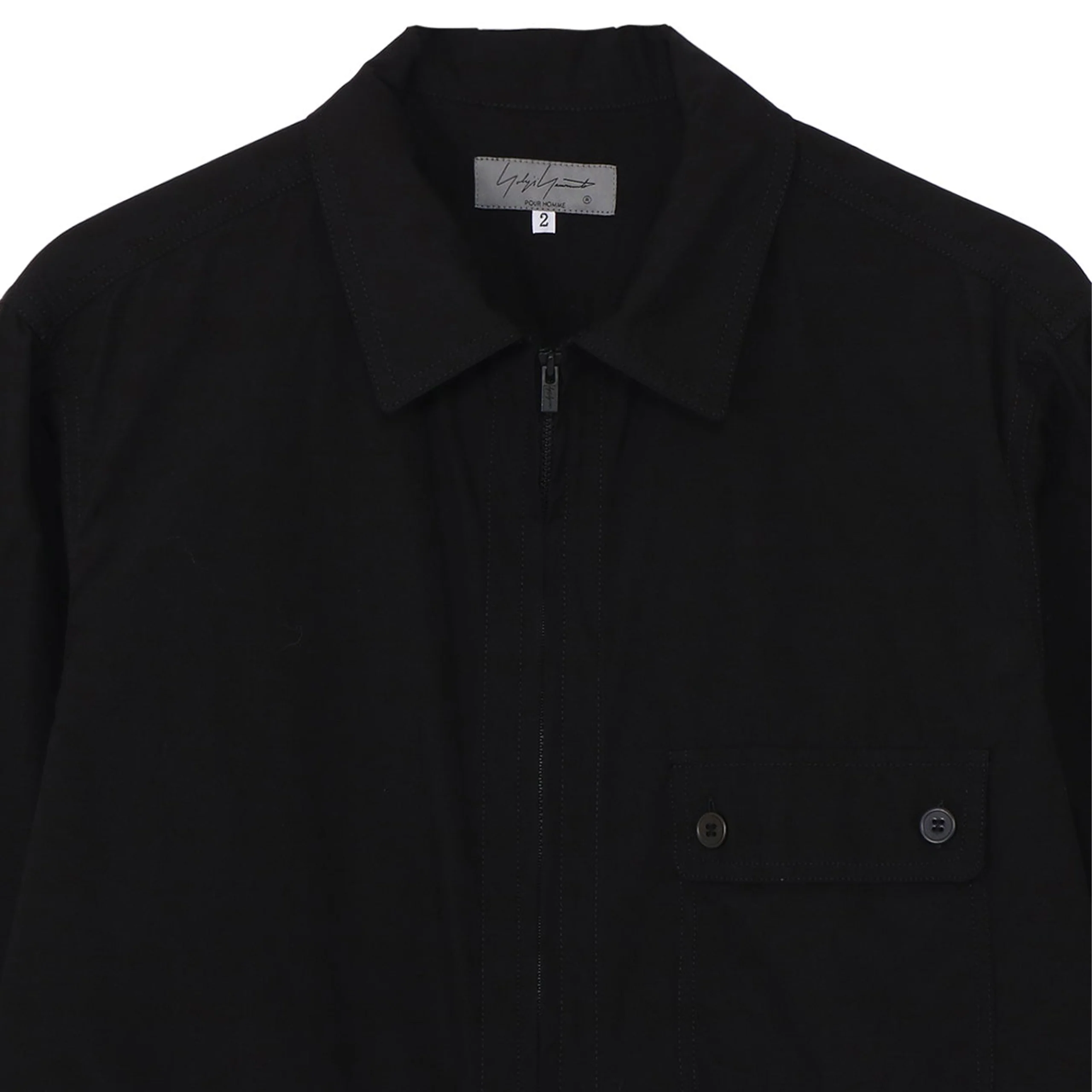 Chain Stitch Zip Opened Shirt (Black) - Image 5