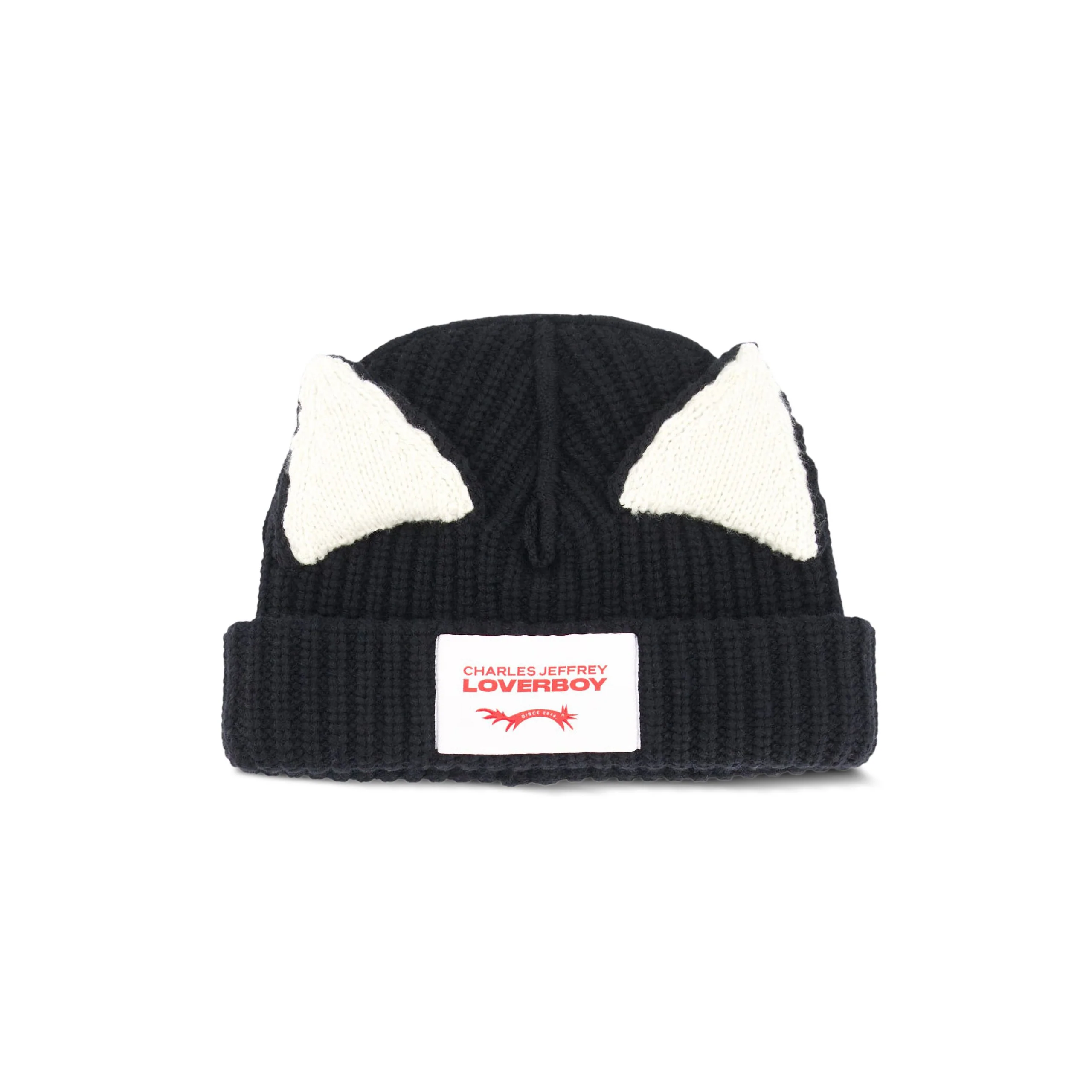 Chunky Ears Beanie (Black/White)