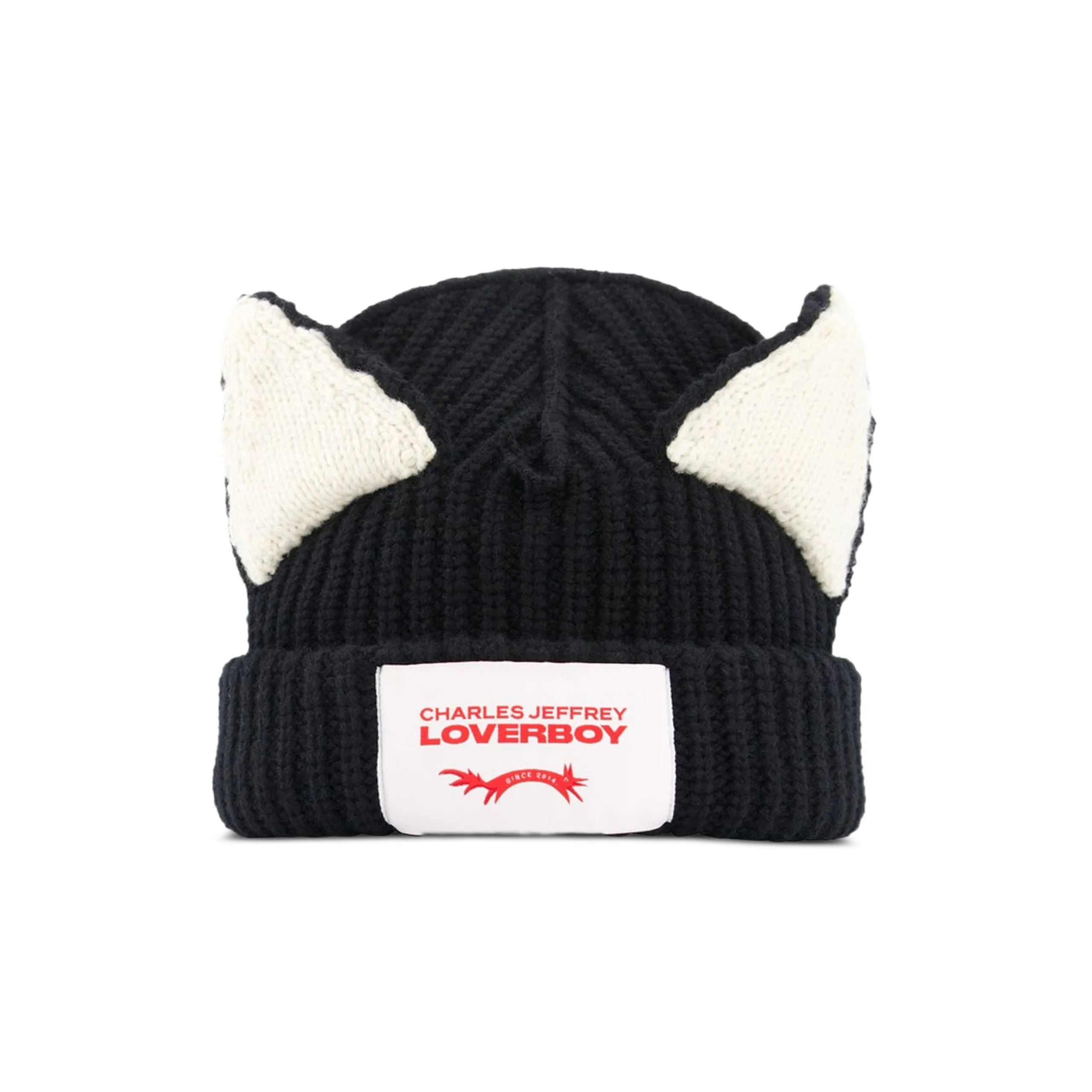 Chunky Ears Beanie (Black/White) - Image 2