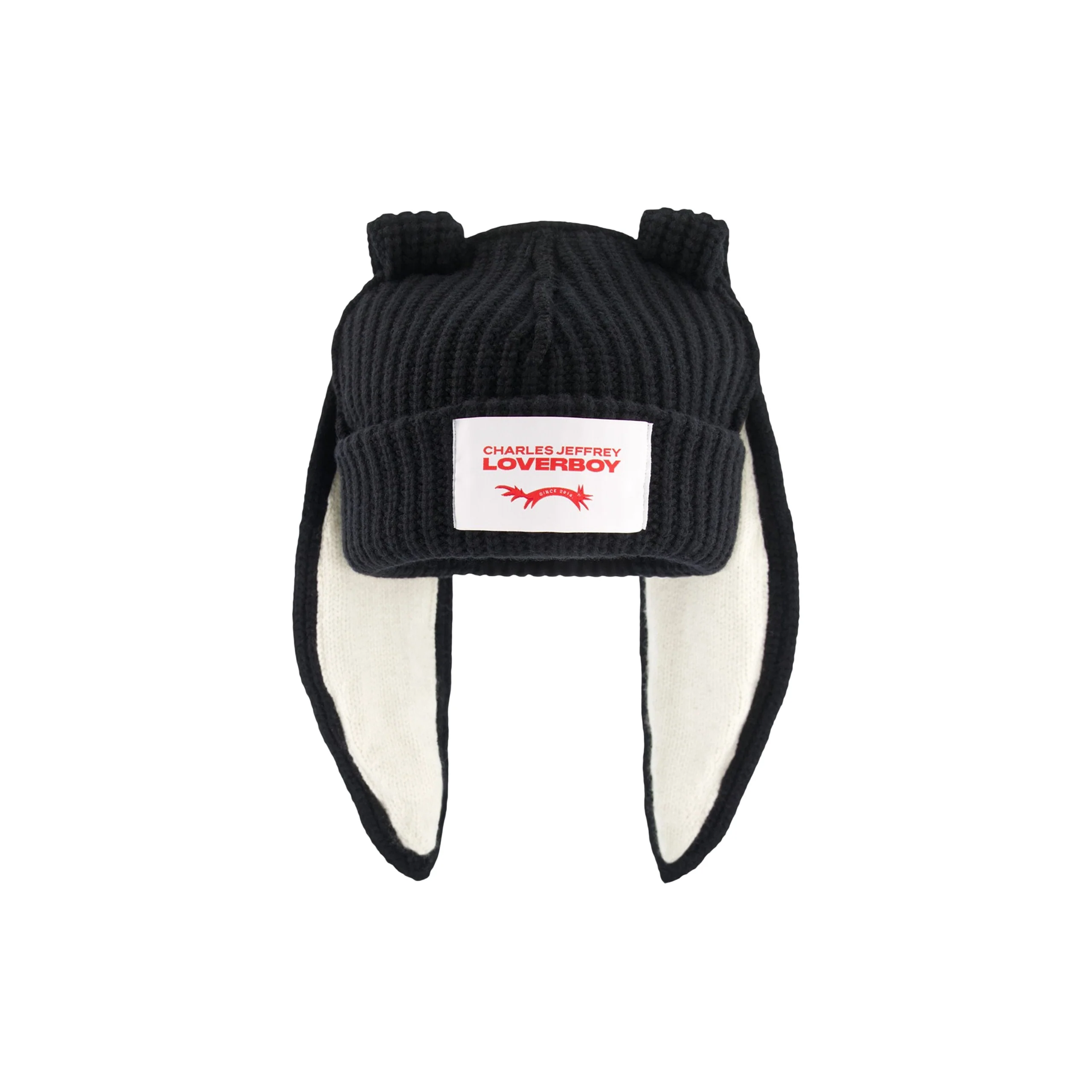 Chunky Rabbit Beanie (Black/White)