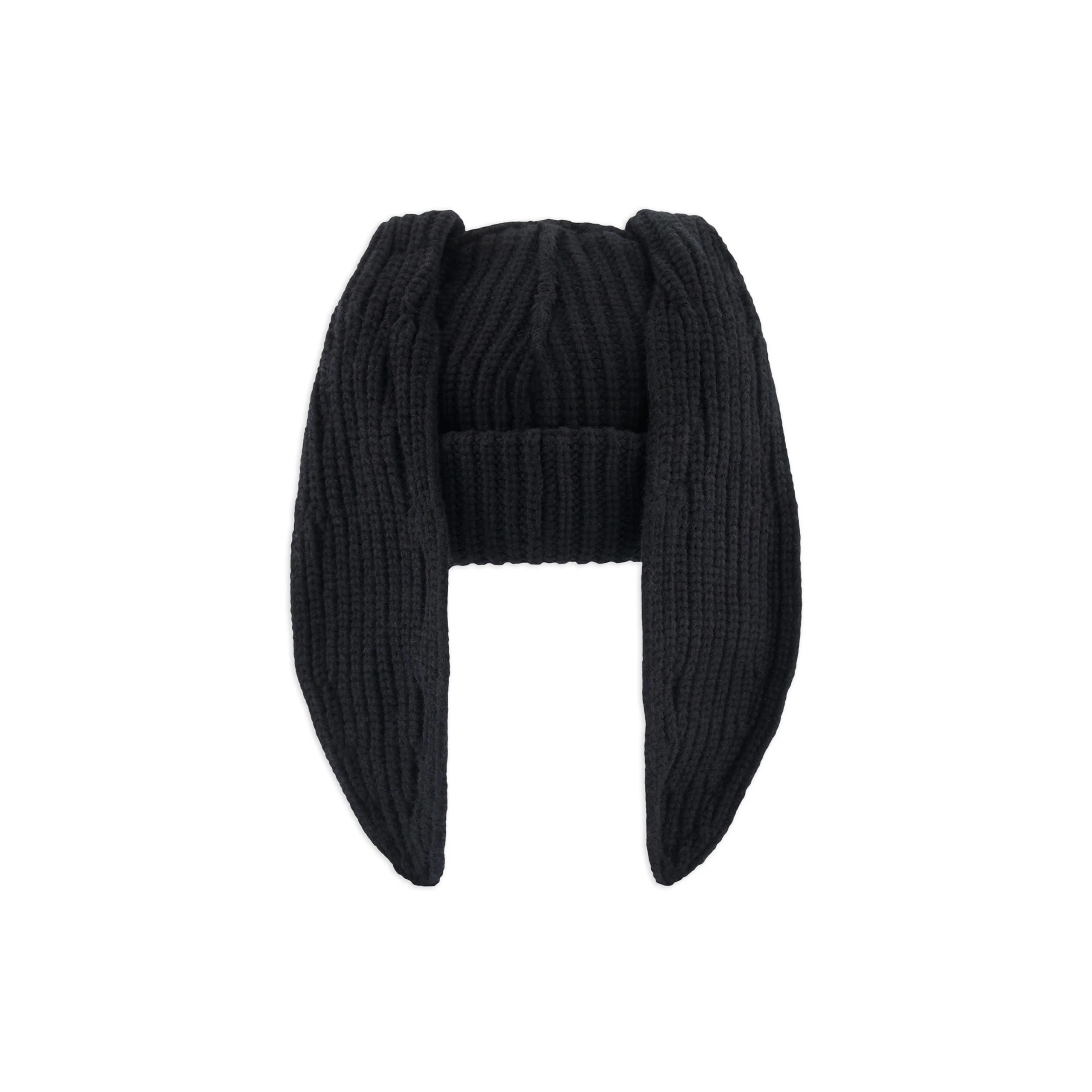 Chunky Rabbit Beanie (Black/White) - Image 2