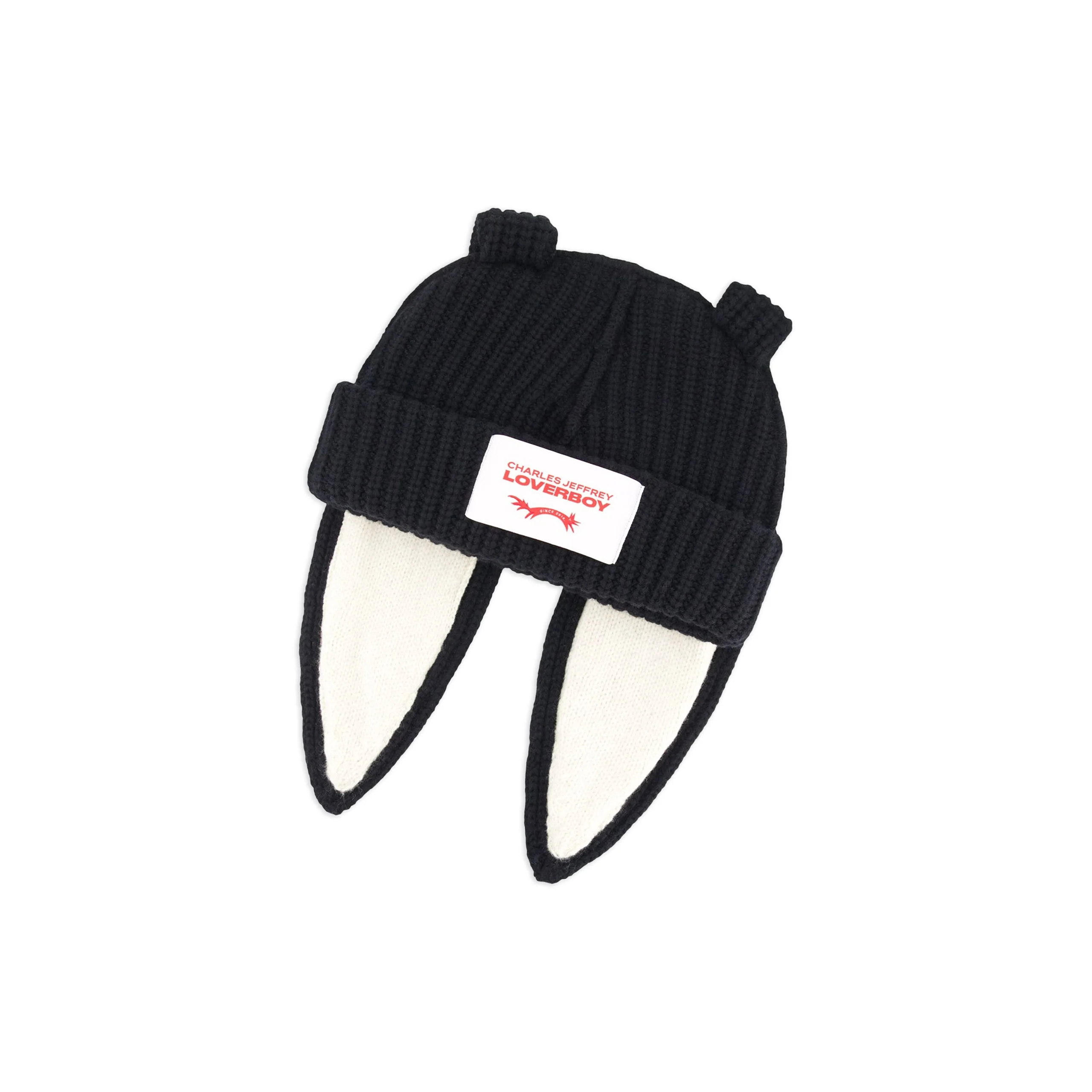 Chunky Rabbit Beanie (Black/White) - Image 3