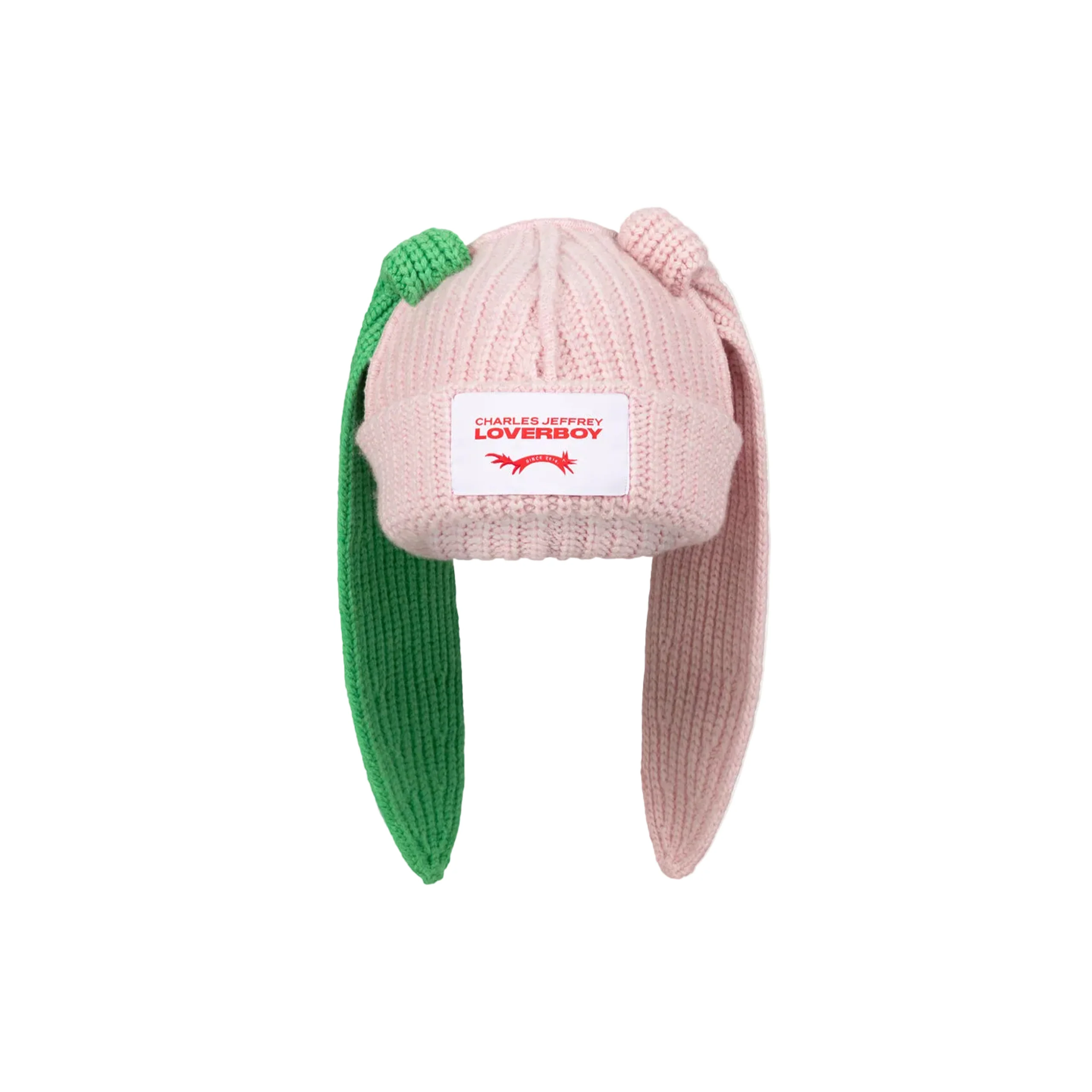 Chunky Rabbit Beanie (Pink/Green)
