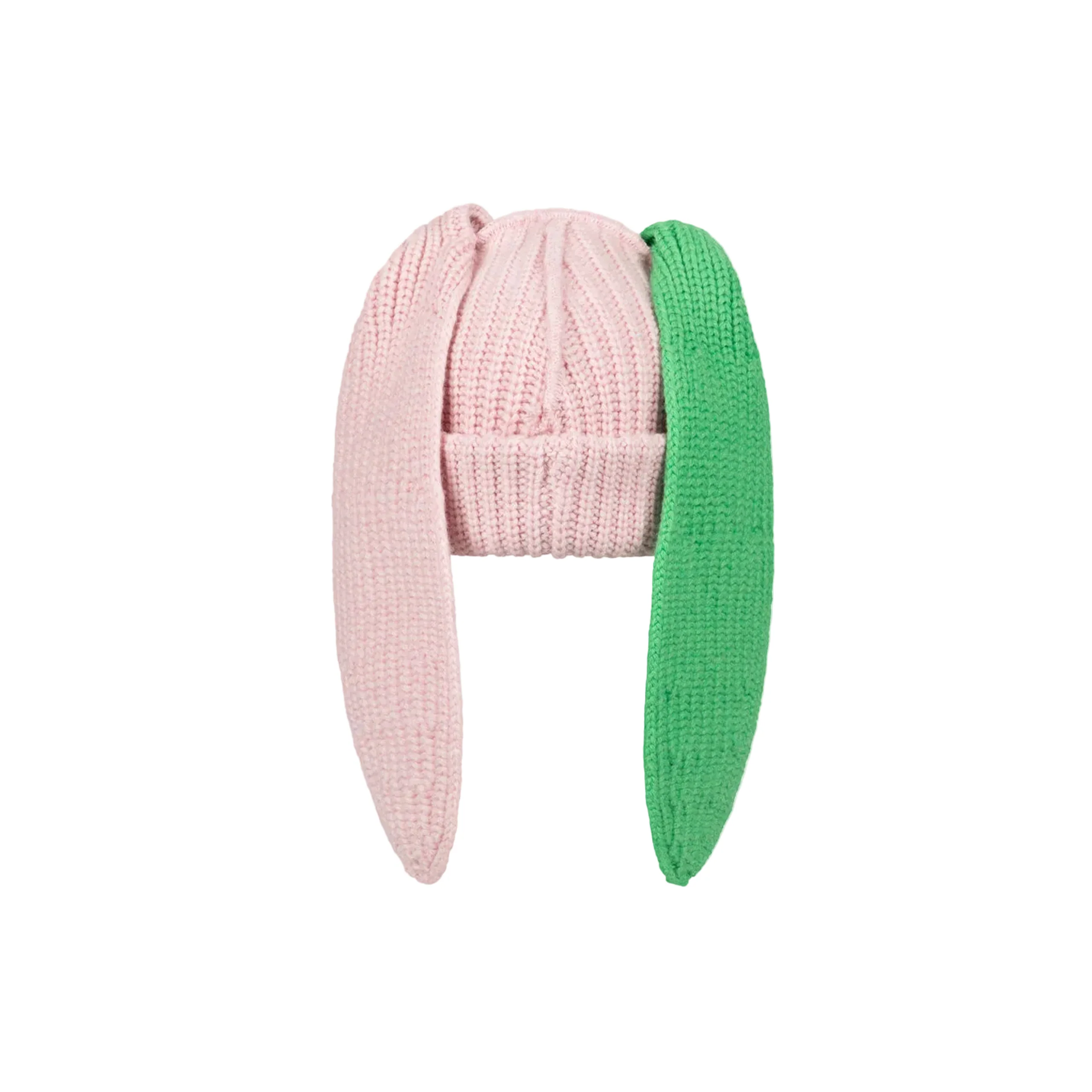 Chunky Rabbit Beanie (Pink/Green) - Image 2