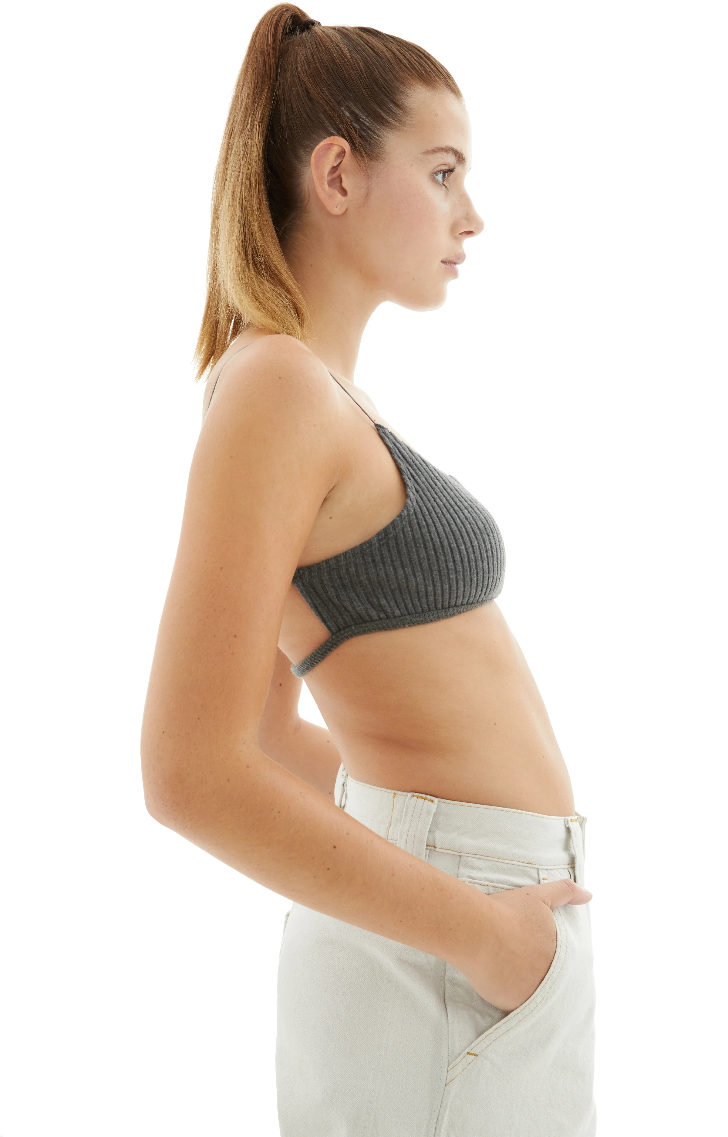 Corded Open Back Bra (Charcoal) - Image 3