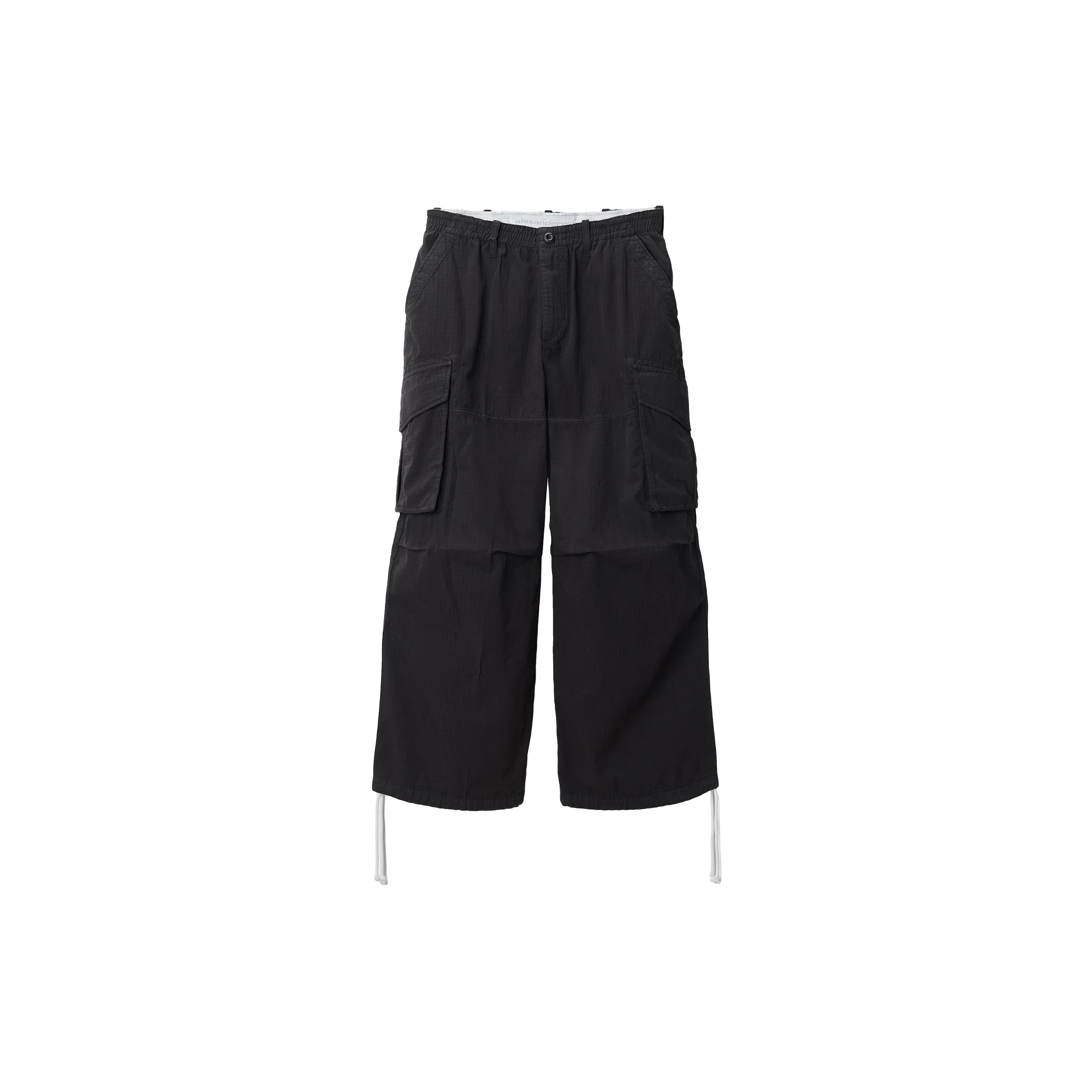 Elastic Mid-Rise Cargo Pants (Jet Black)