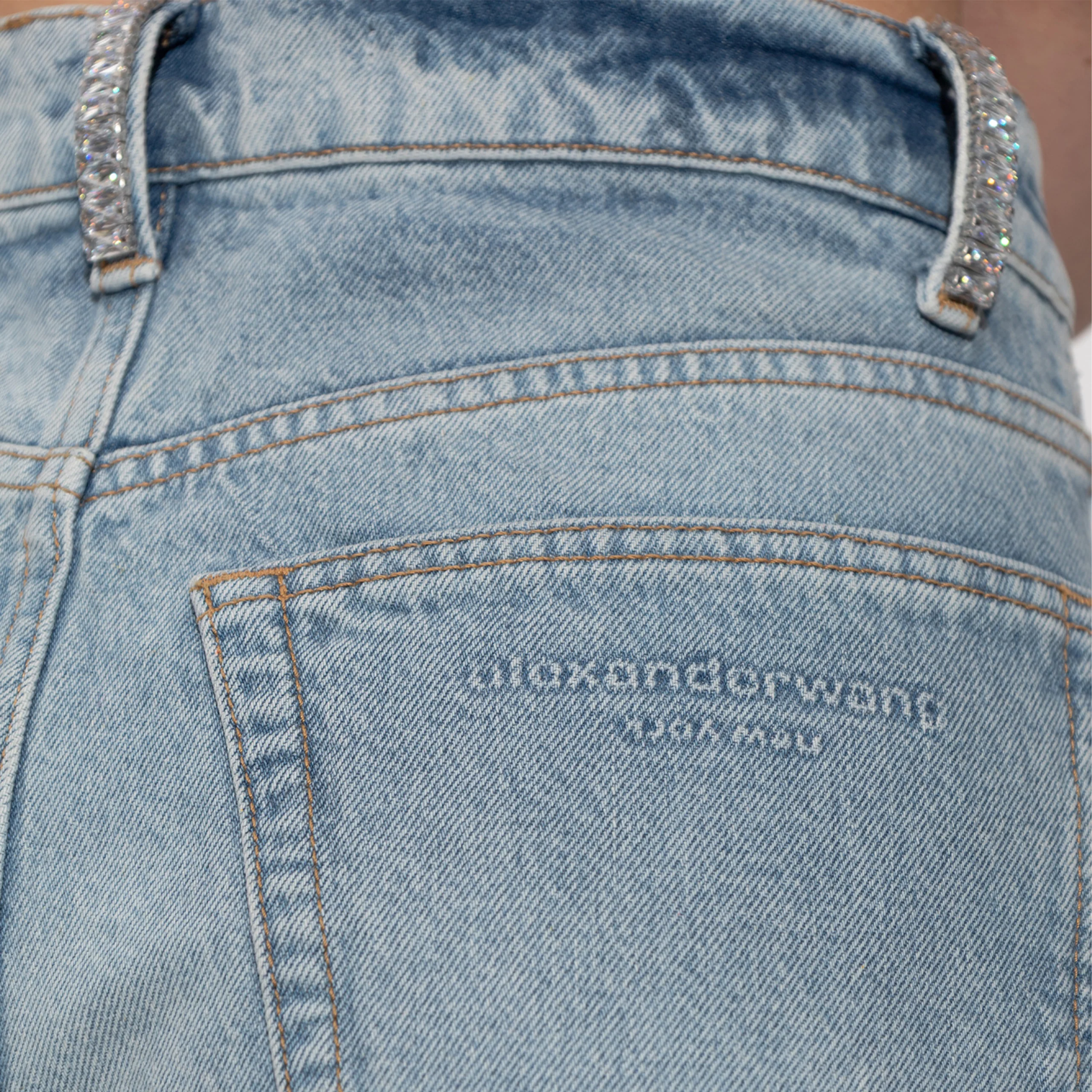 Float Mid-Rise Relaxed Jeans With Crystal Beltloops (Vintage Bleach Blue) - Image 2