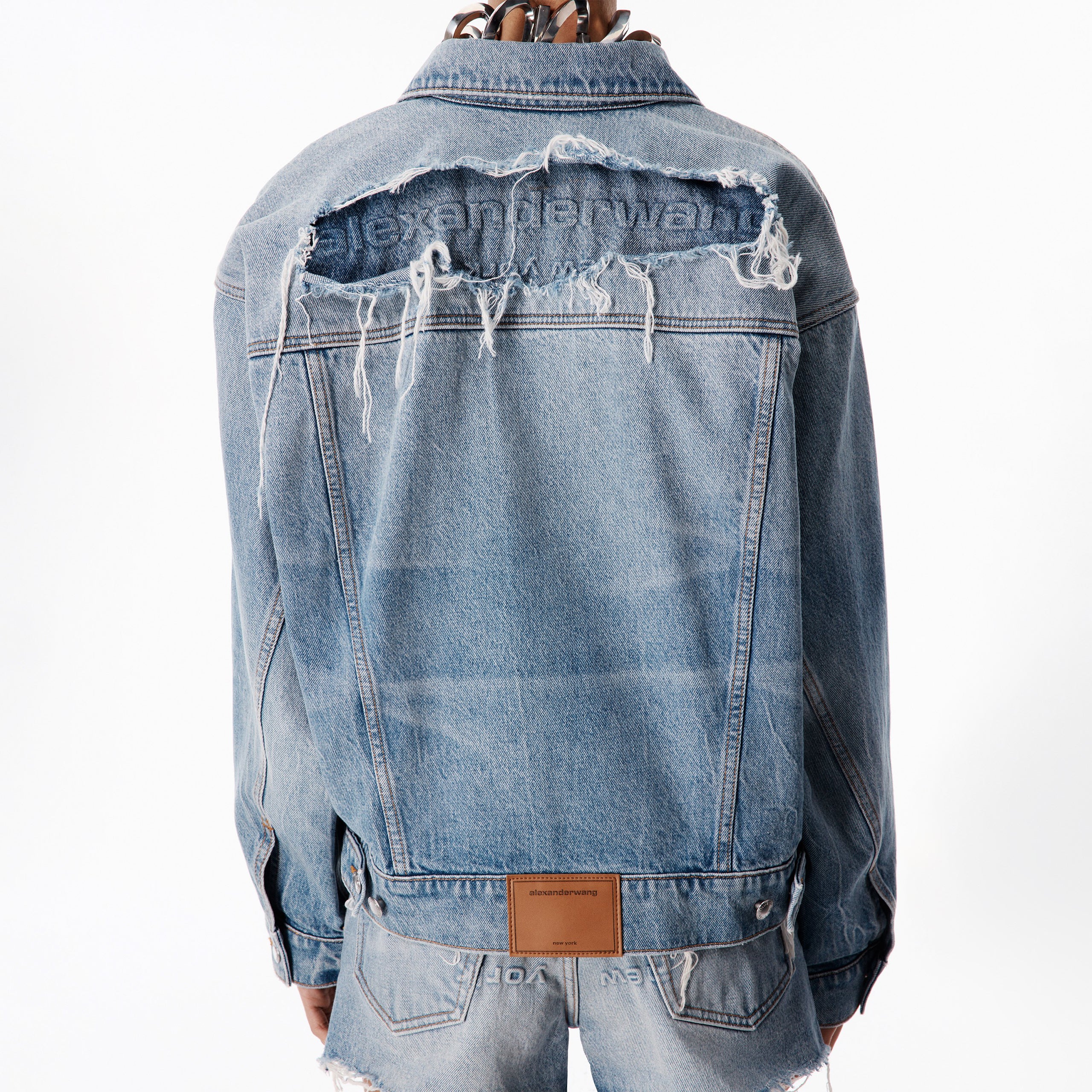 Game Jacket W/ Logo Distressing (Authentic Light Indigo) - Image 2