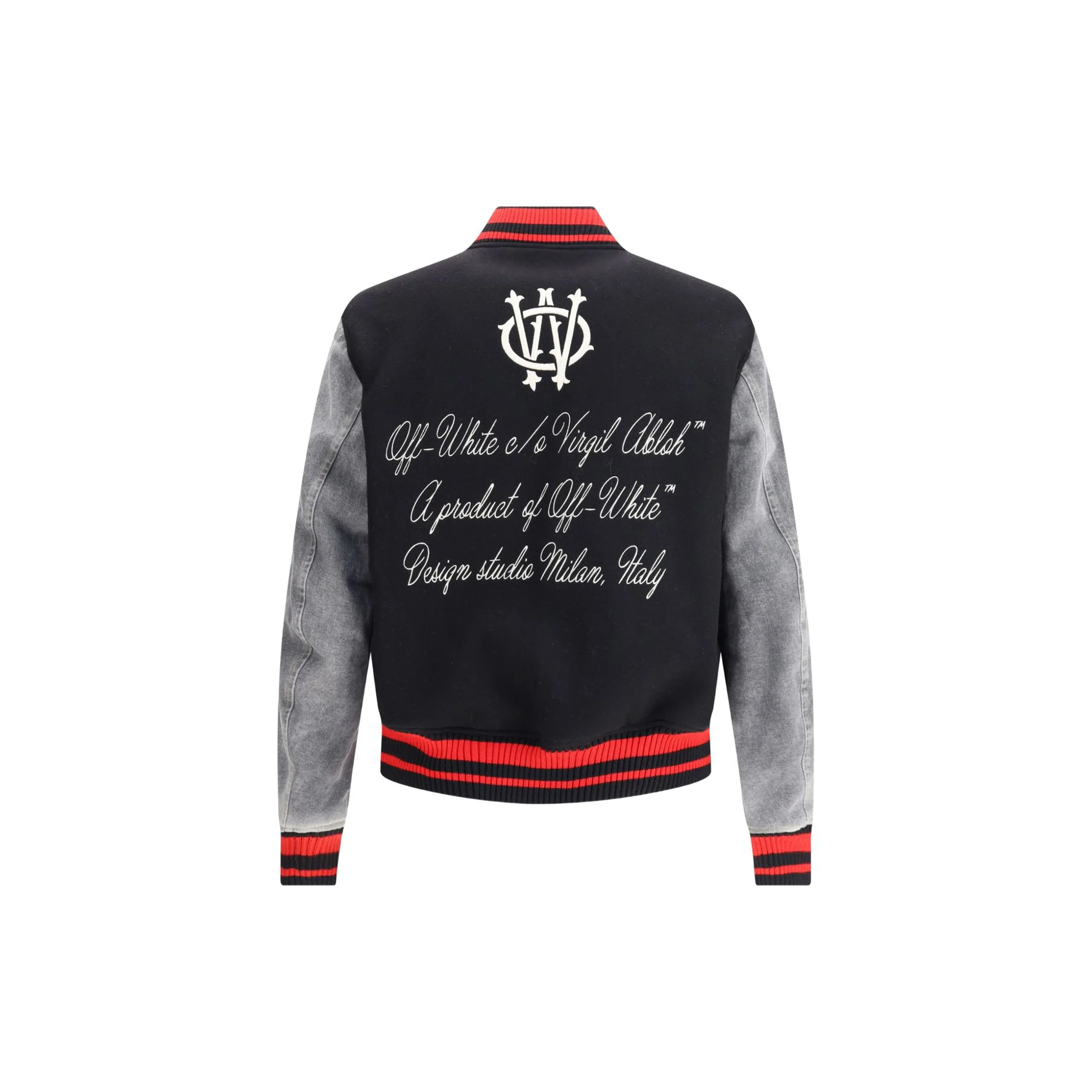 Gothinc OW Wool Den Reg Varsity Bomber (Black/Red/Grey) - Image 2