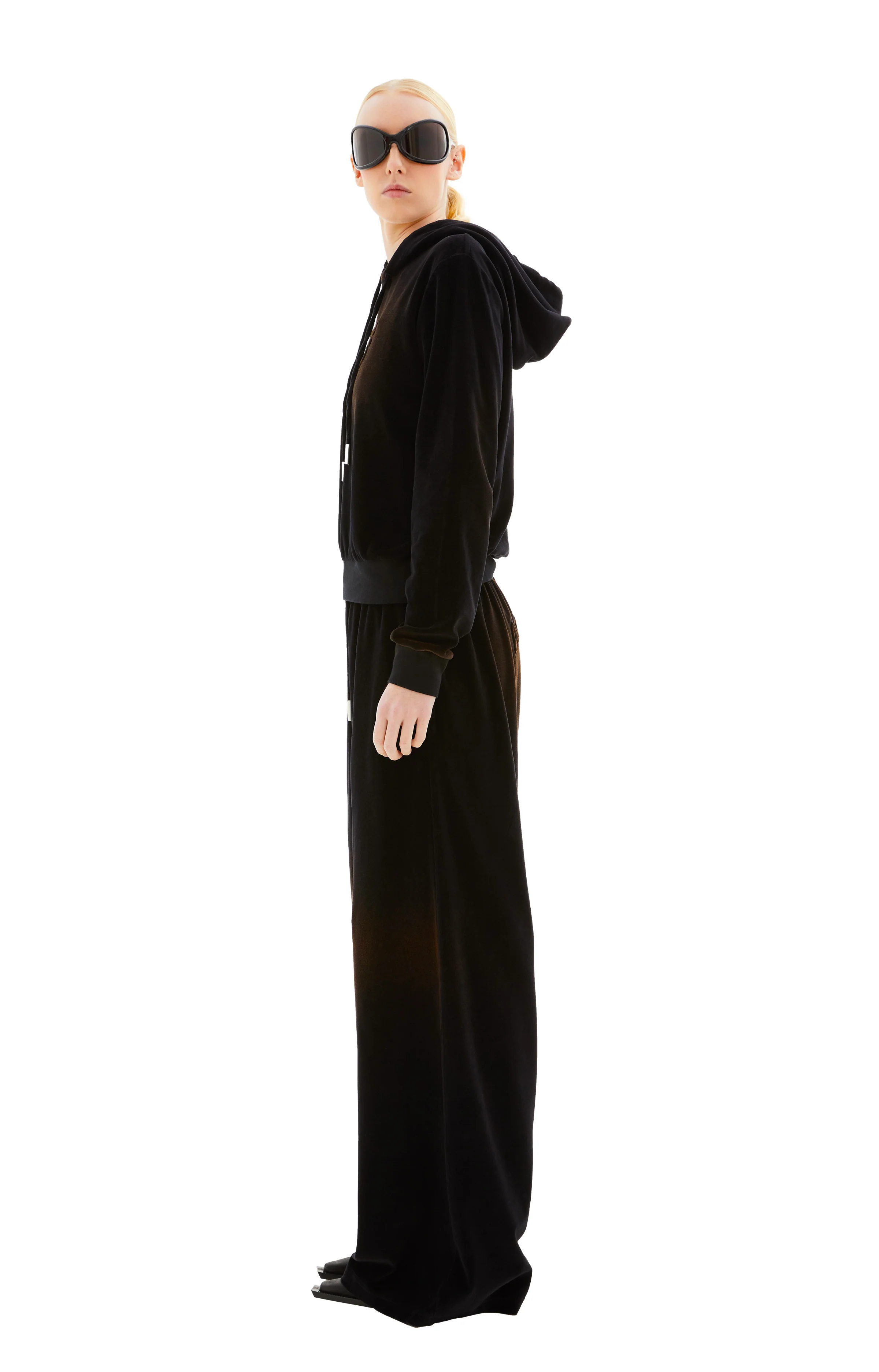 Velour Hooded Sweater (Black) - Image 3