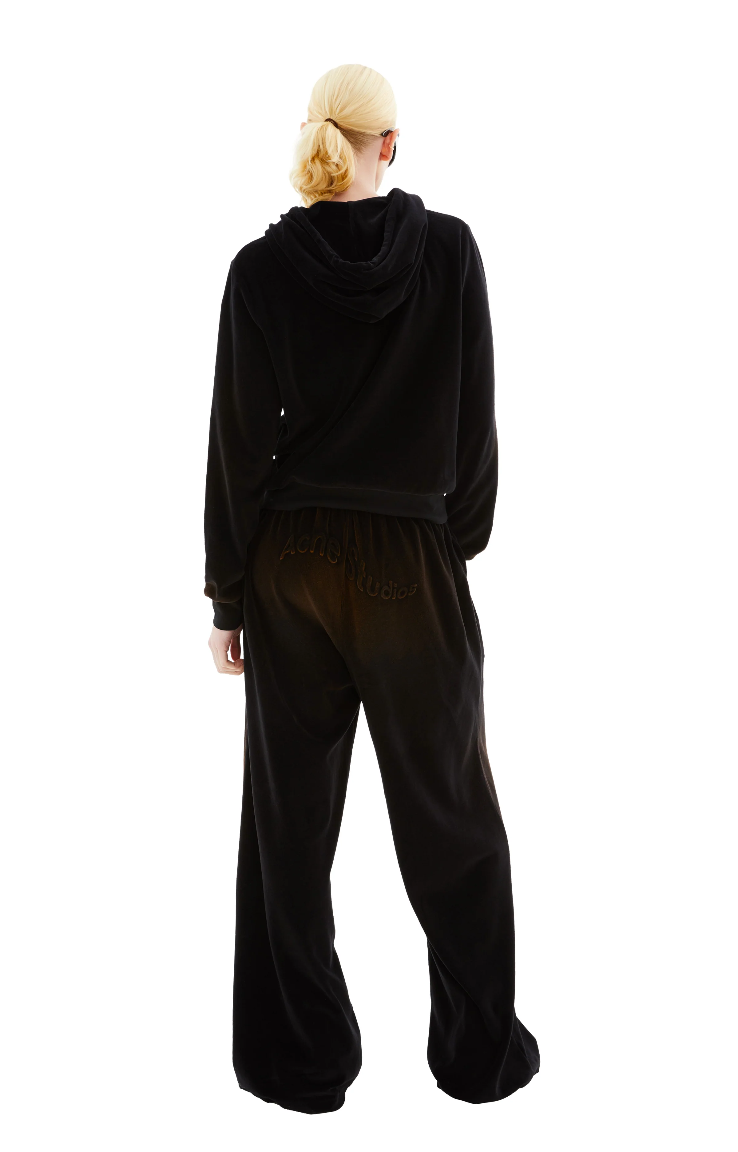 Velour Hooded Sweater (Black) - Image 5