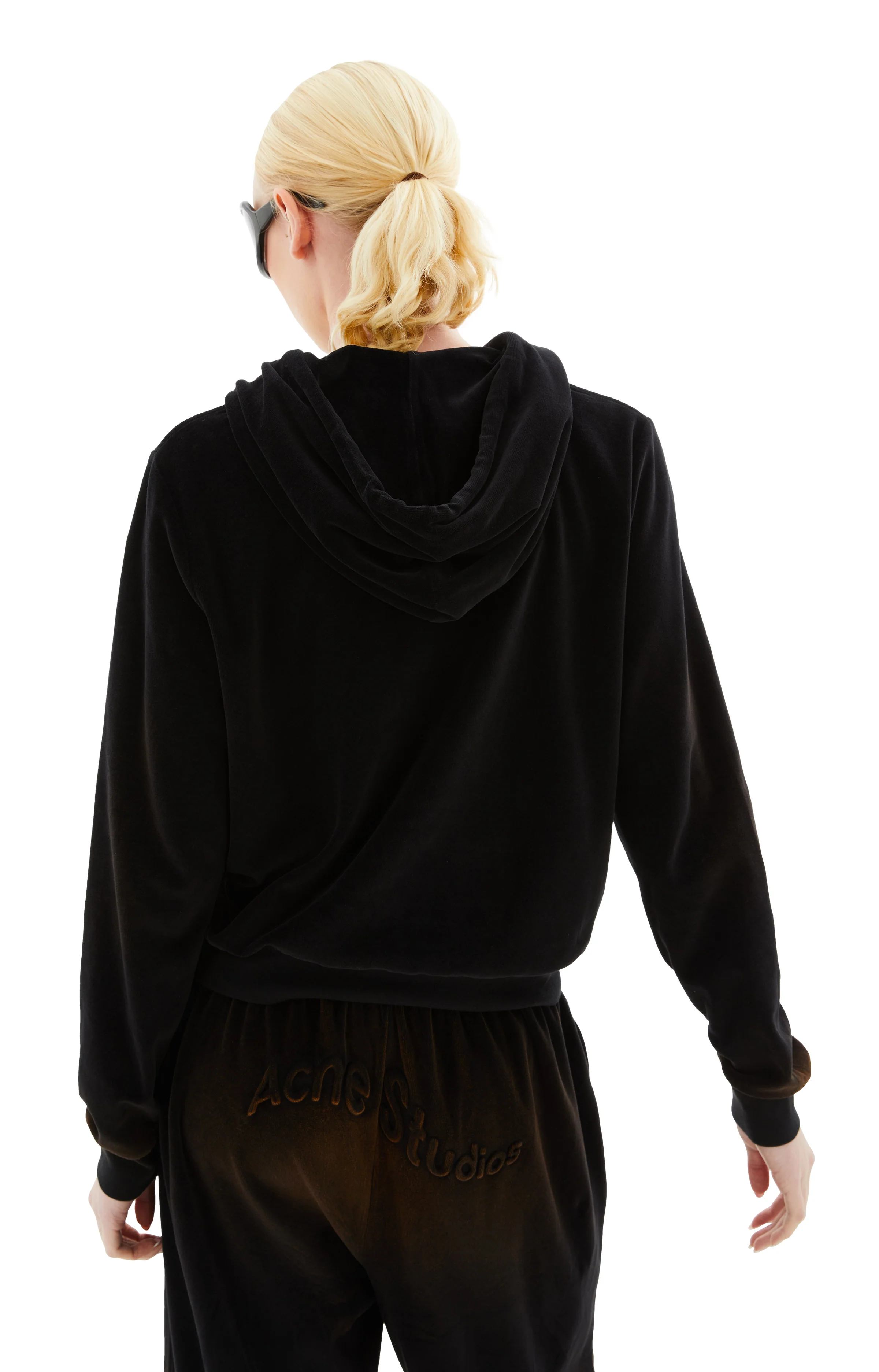 Velour Hooded Sweater (Black) - Image 6