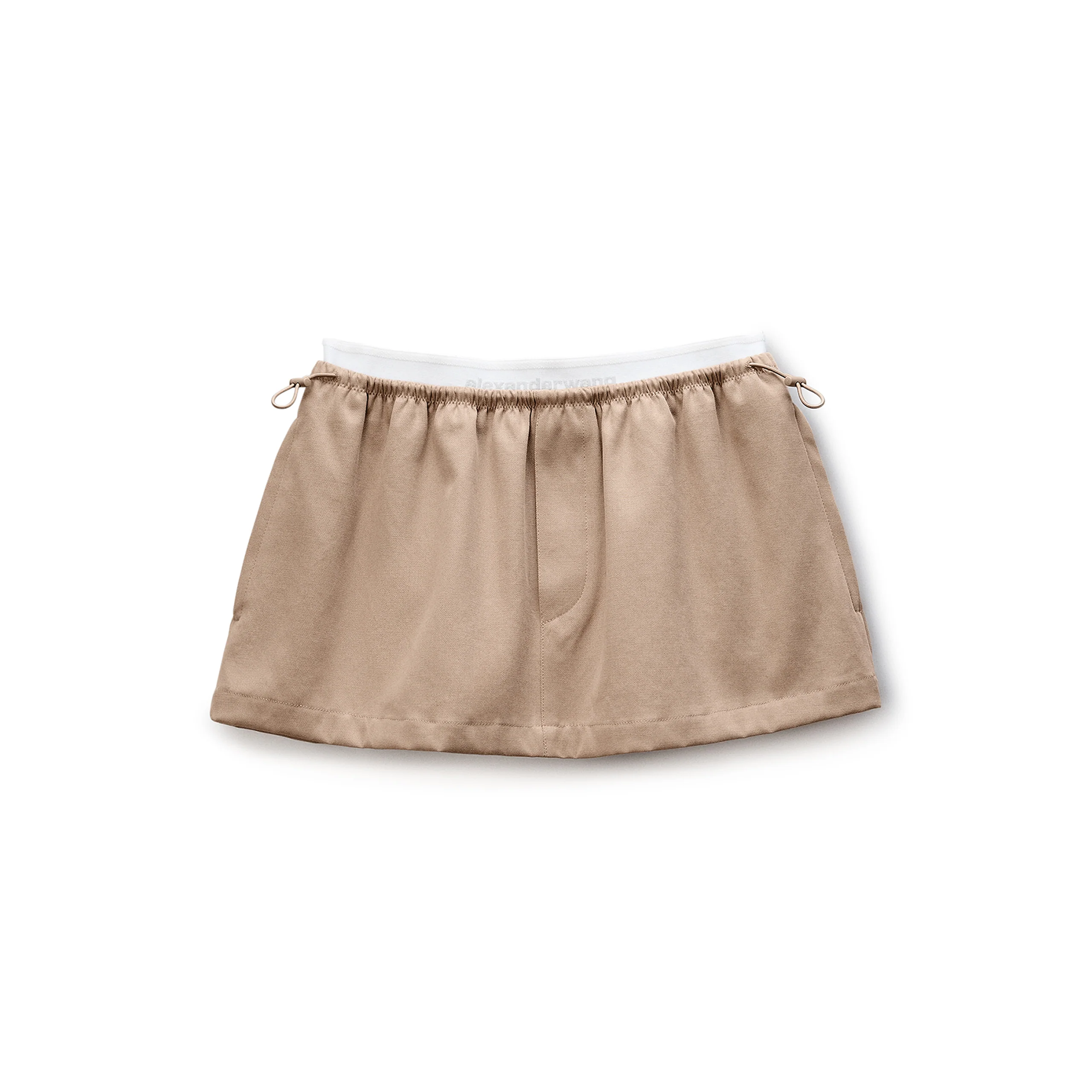 Mid-Rise Mini Logo Elastic Skirt (Warm Taupe)