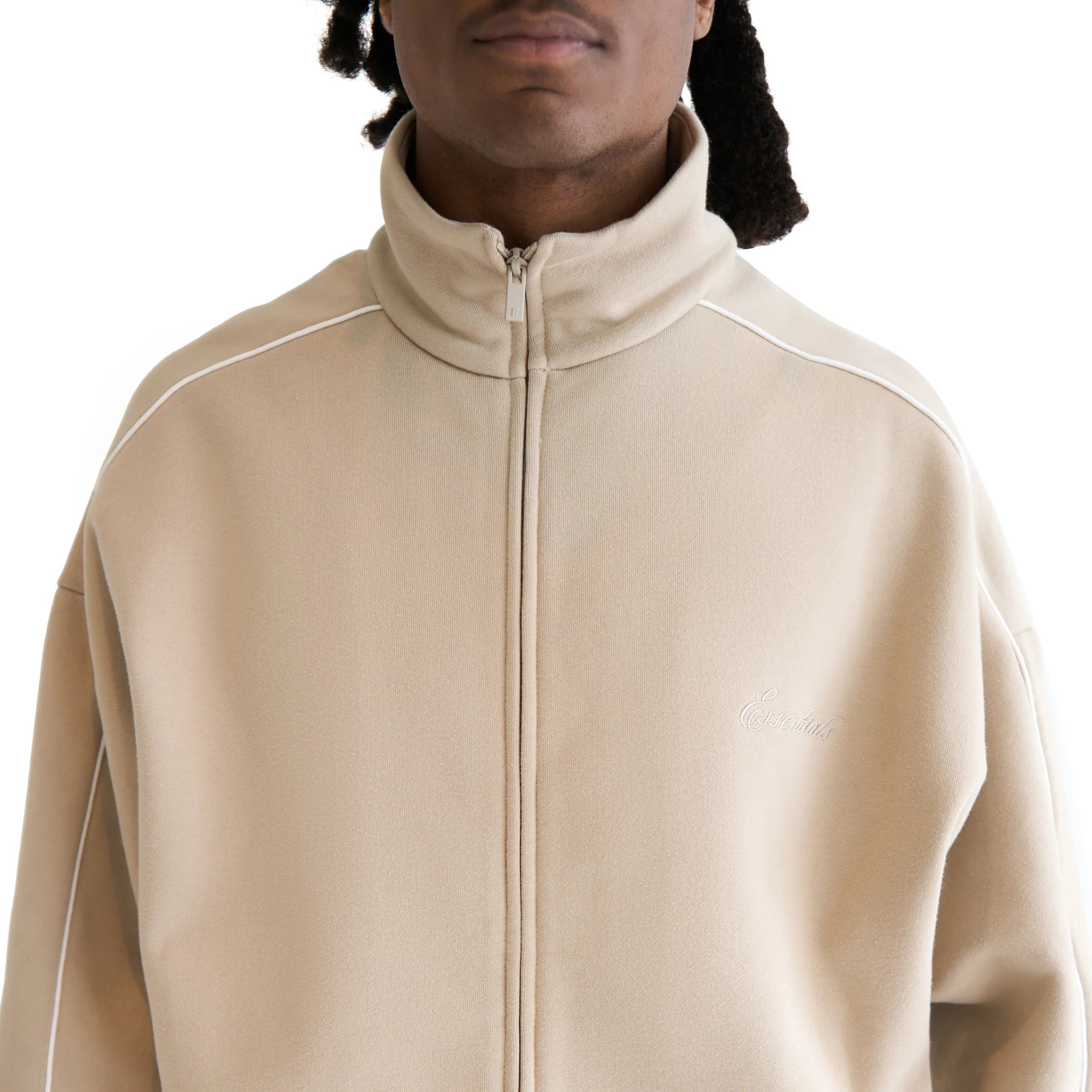 Modern Fit Fleece Track Jacket (Timber/Cloud White) - Image 4