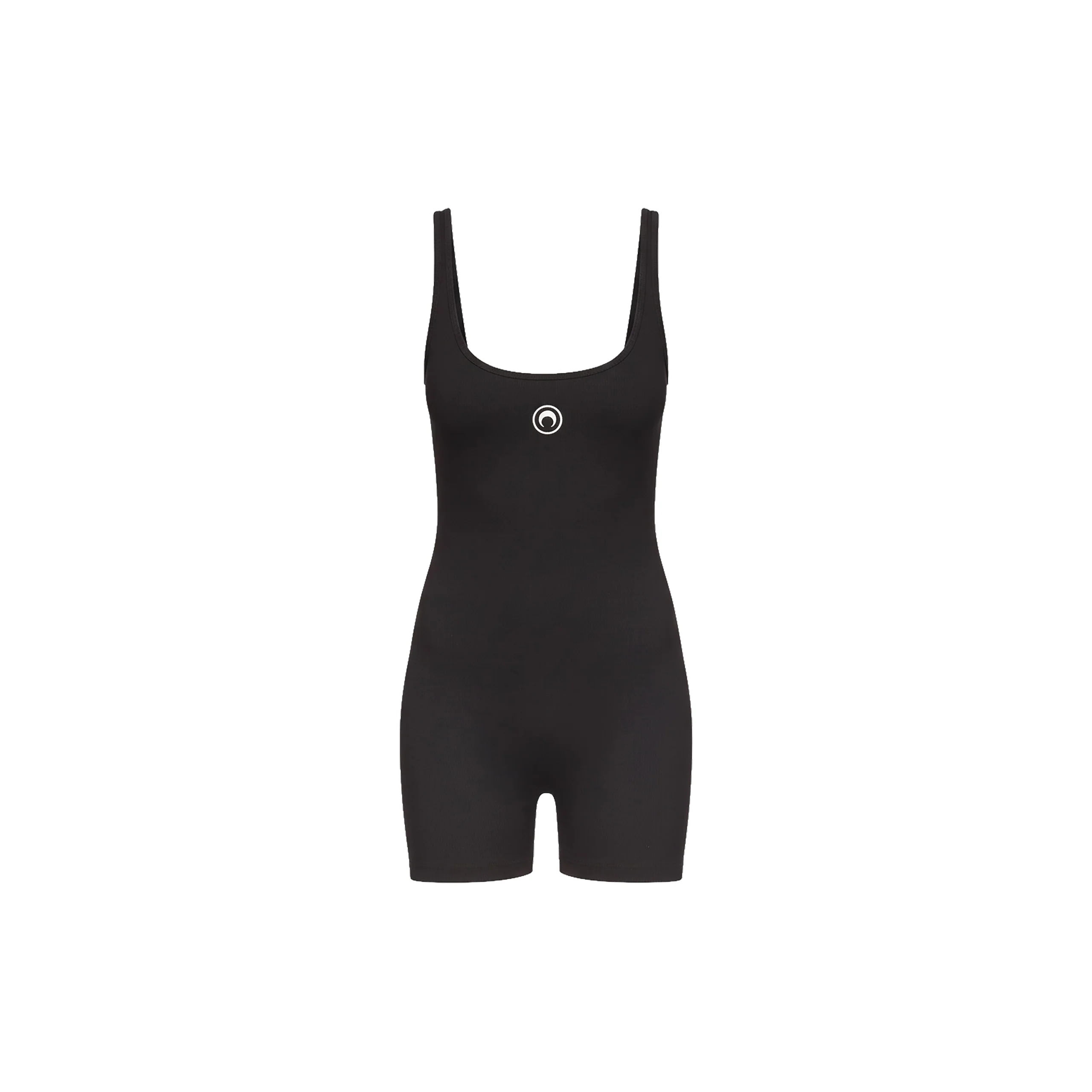 Moon Logo Ribbed Jersey Short Catsuit (Black)