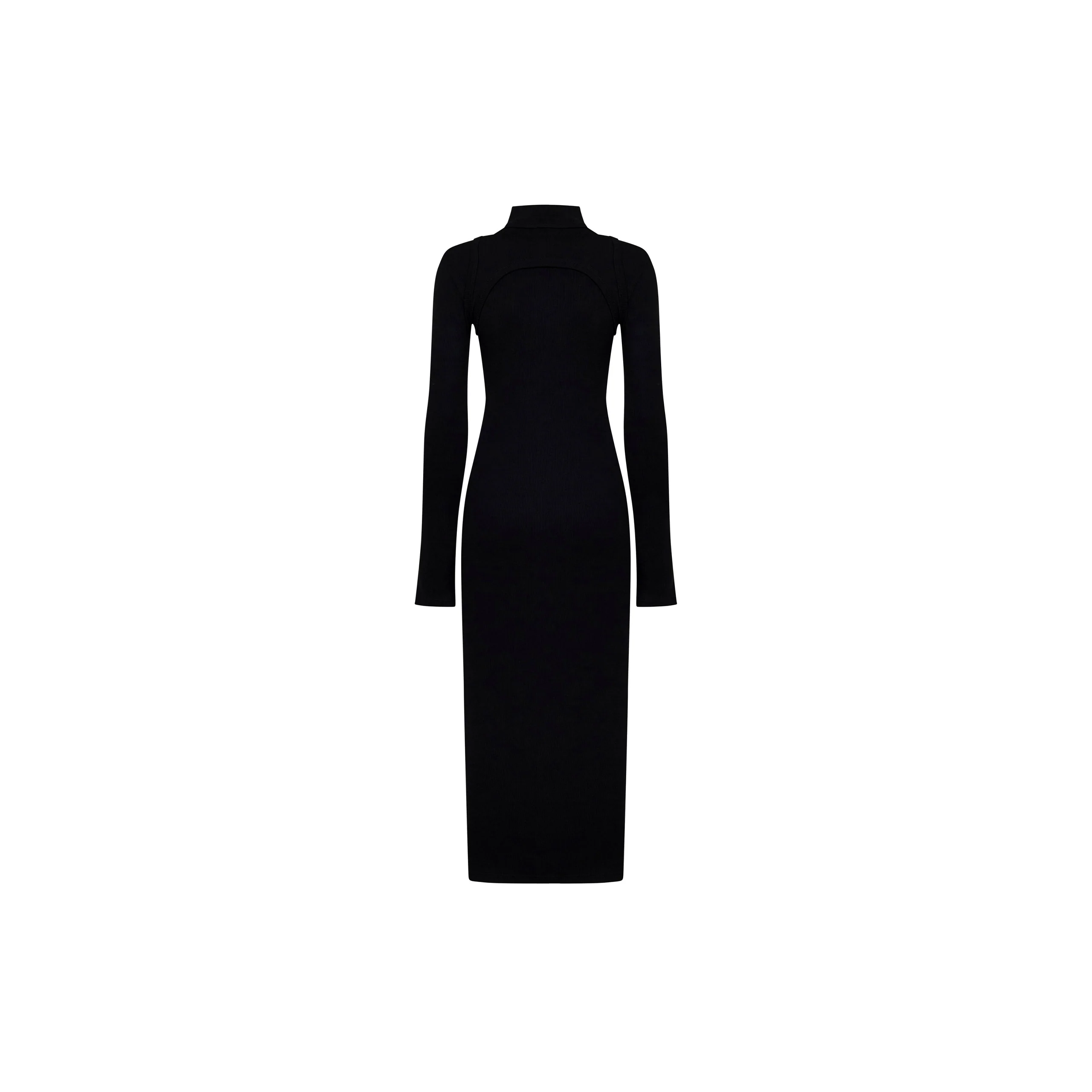 Off Stamp Ribbed Midi Dress (Black) - Image 3