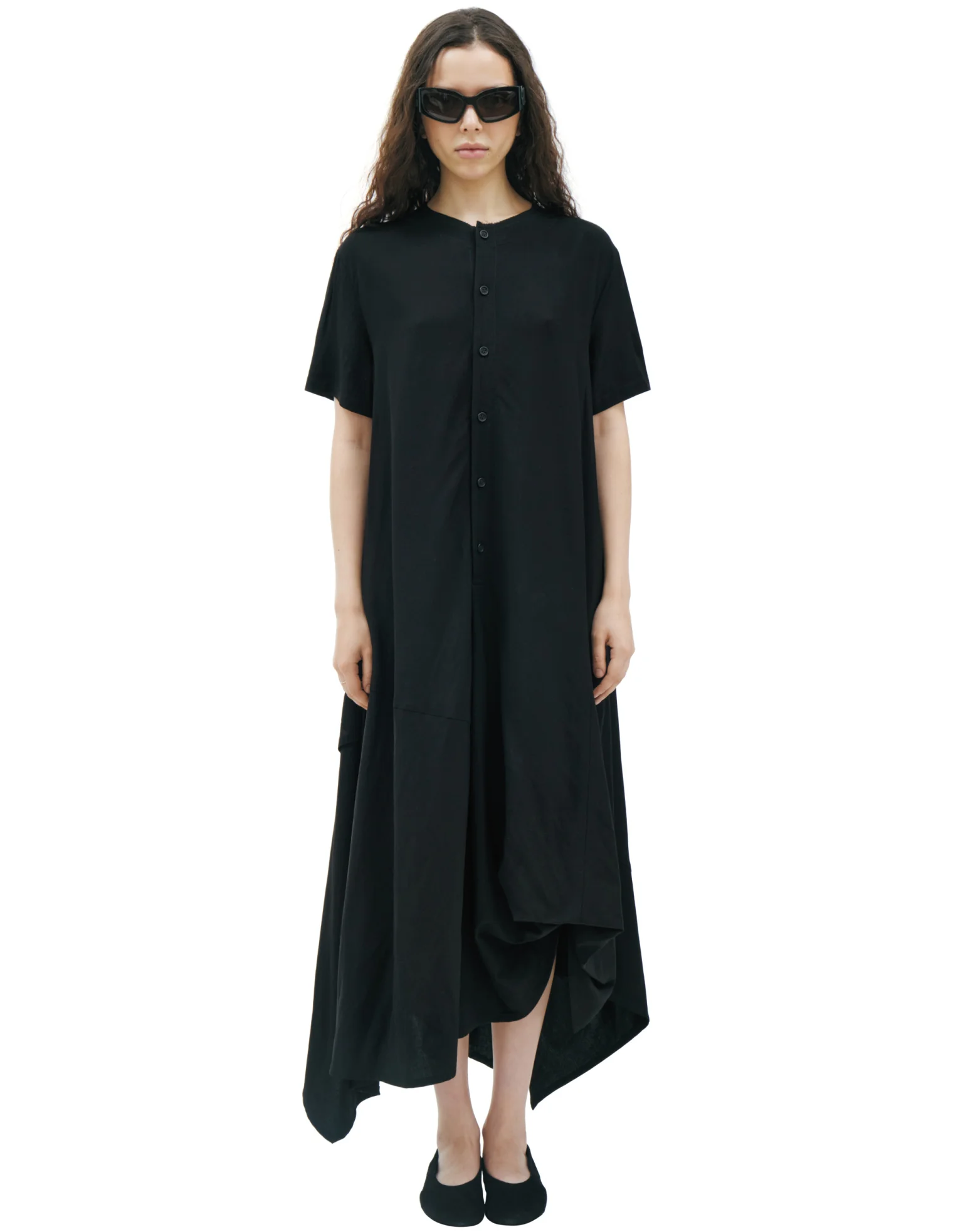 Panel Short Sleeve Dress (Black)