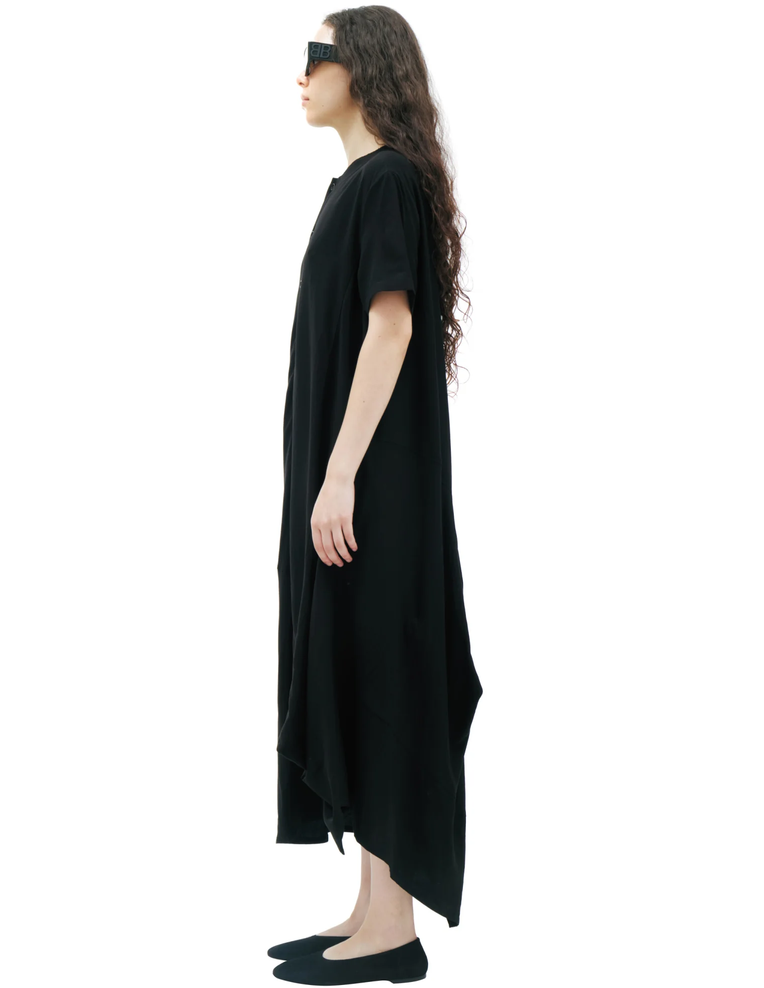 Panel Short Sleeve Dress (Black) - Image 2