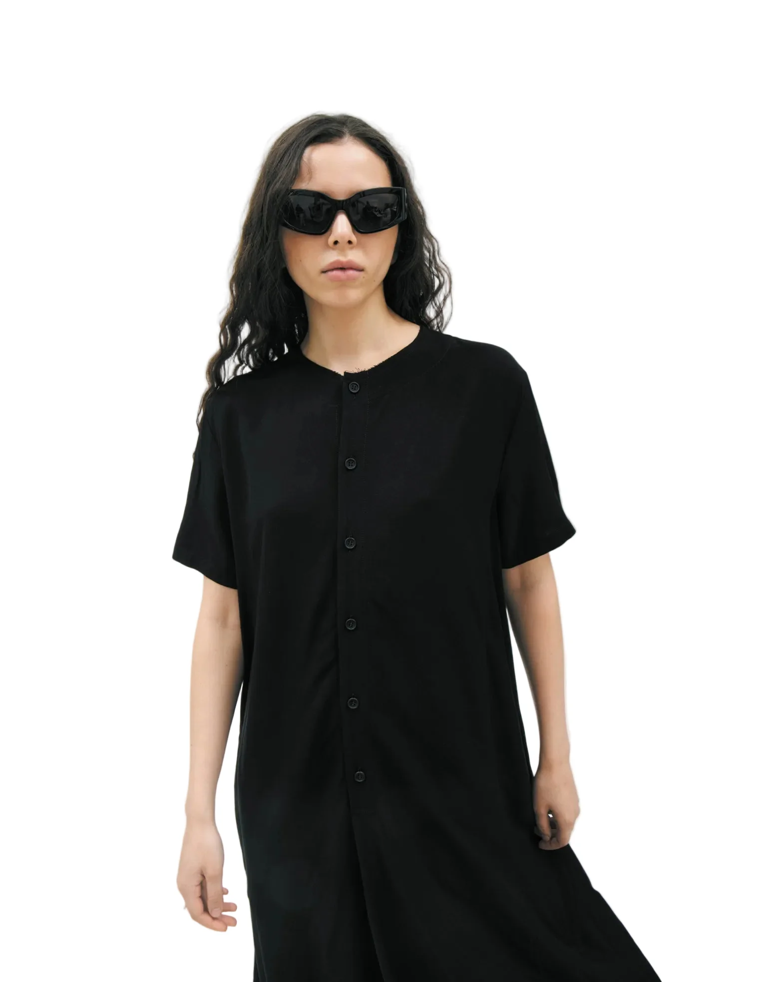 Panel Short Sleeve Dress (Black) - Image 3