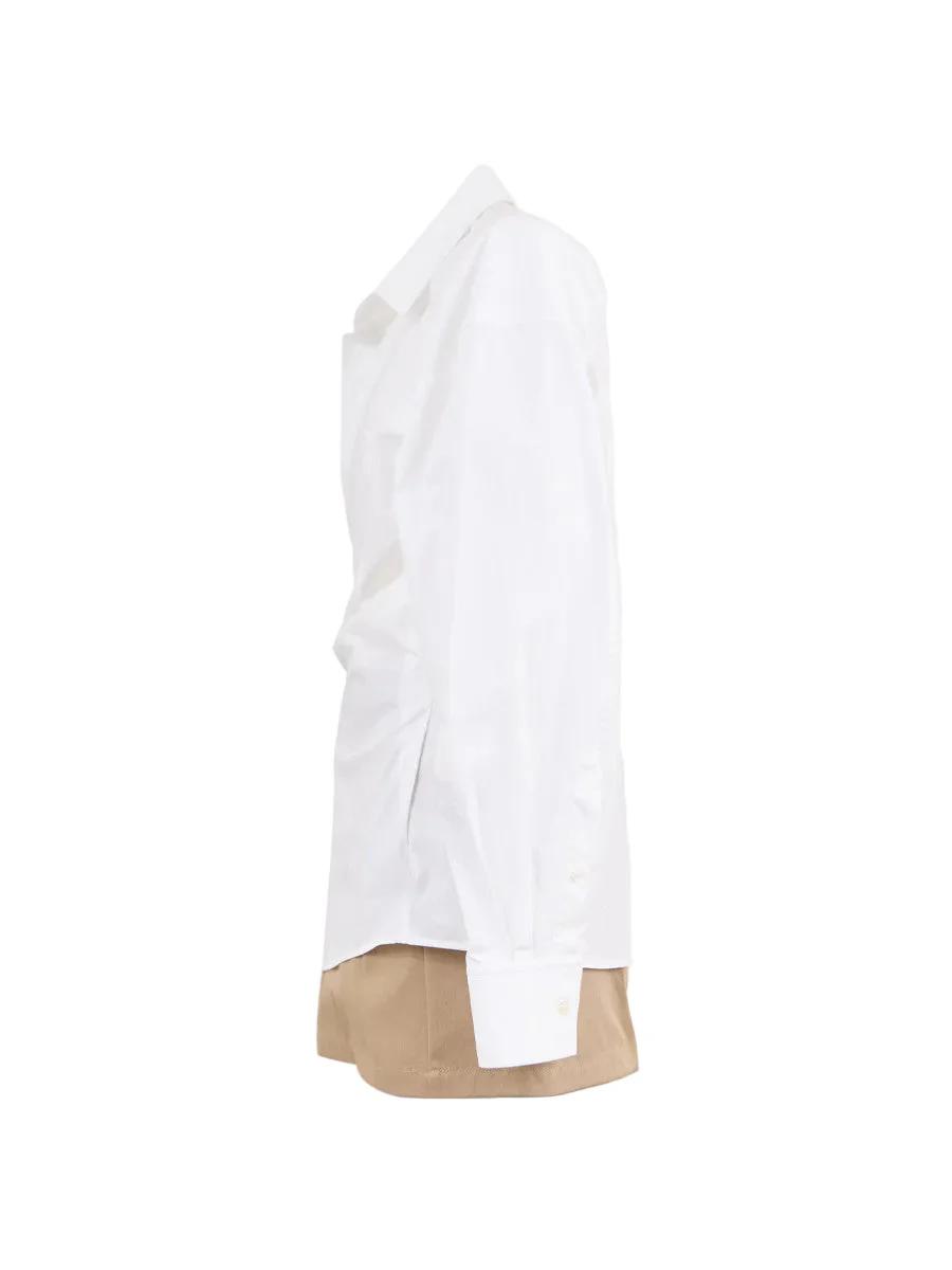 Pre-Styled Mini Wrap Dress W/ Twill (White) - Image 3