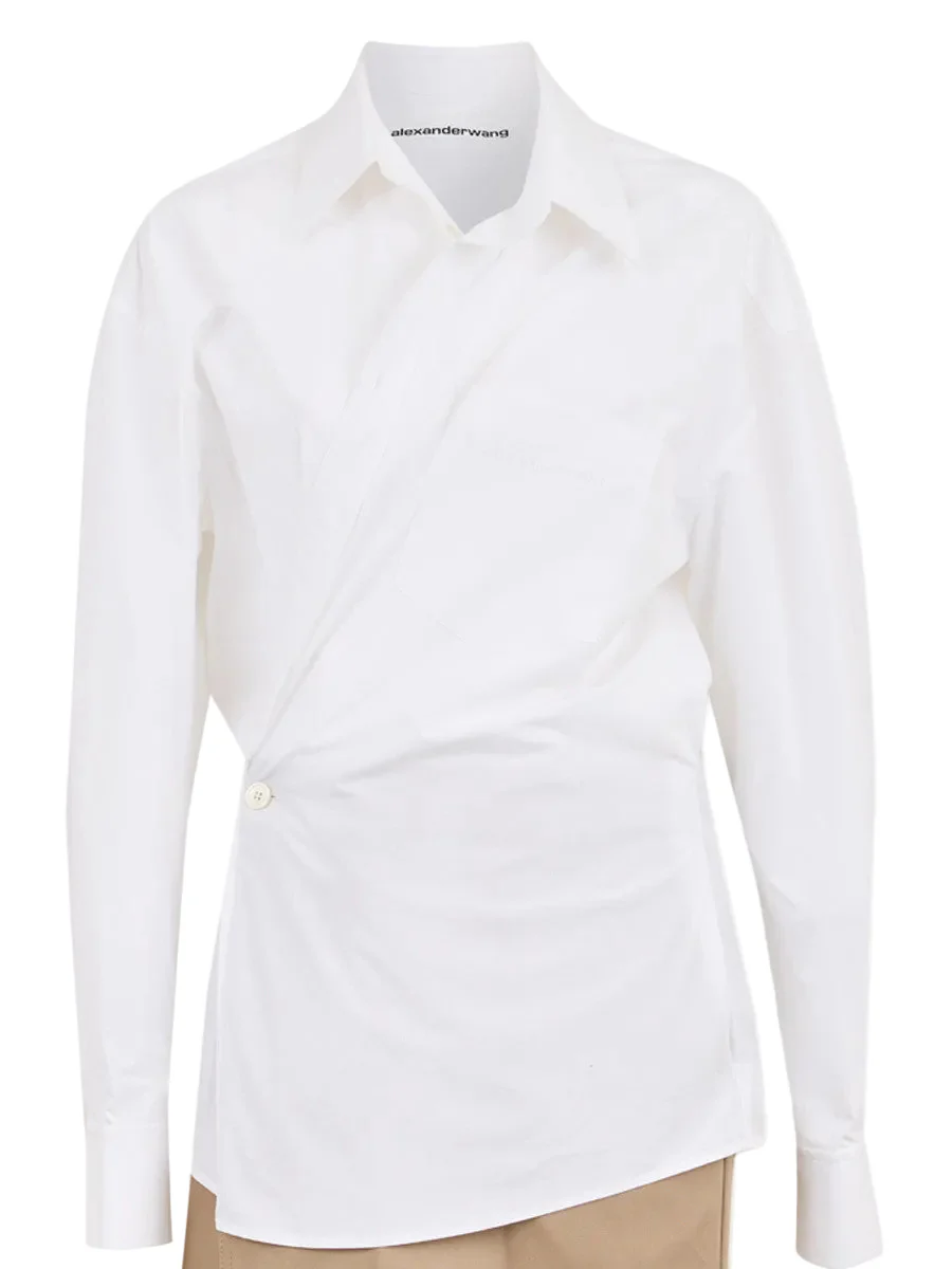 Pre-Styled Mini Wrap Dress W/ Twill (White) - Image 5