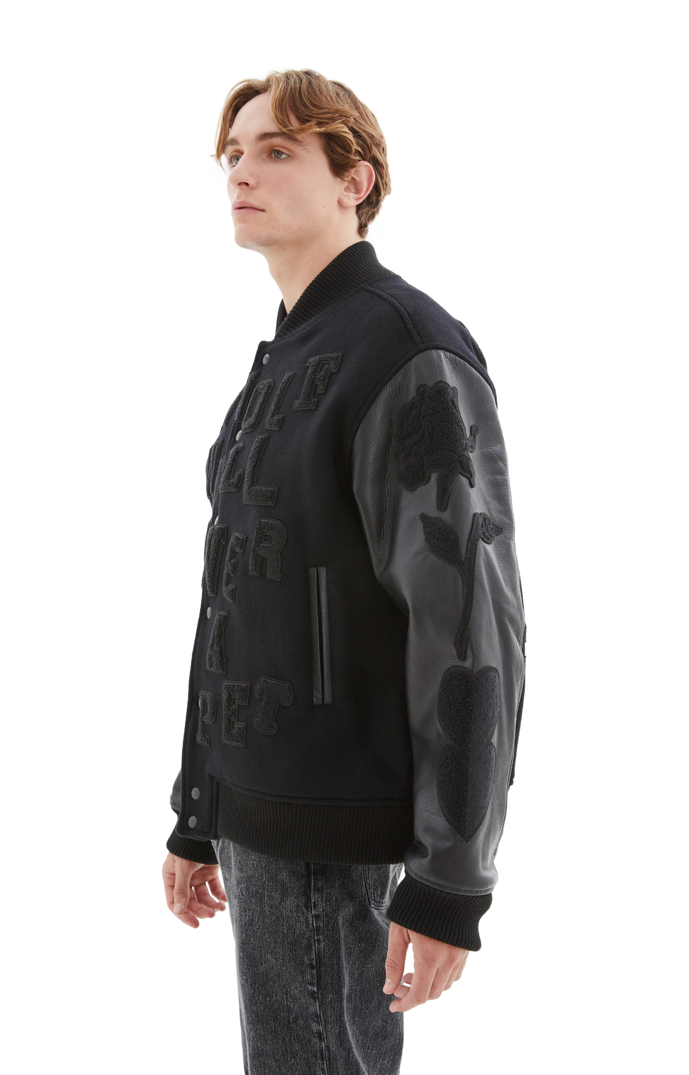 All Black Balance/Chaos Varsity Jacket (Black) - Image 4