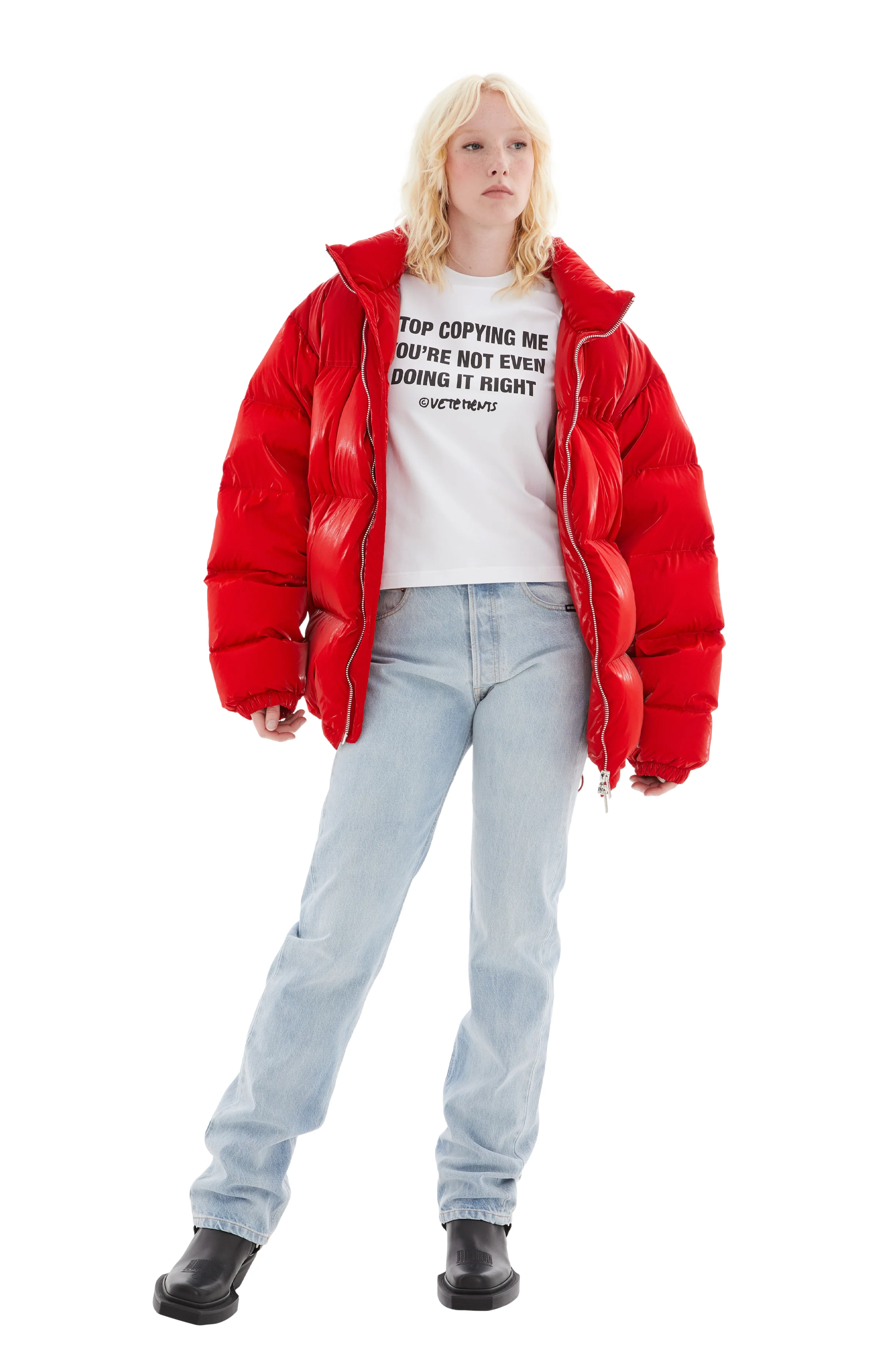 Red Laquer Puffer Jacket (Red) - Image 5