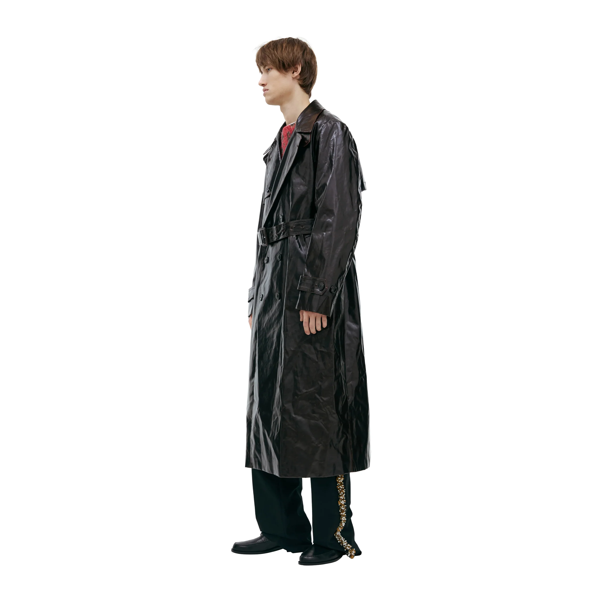 Classic Belted Trench Coat (Brown) - Image 3