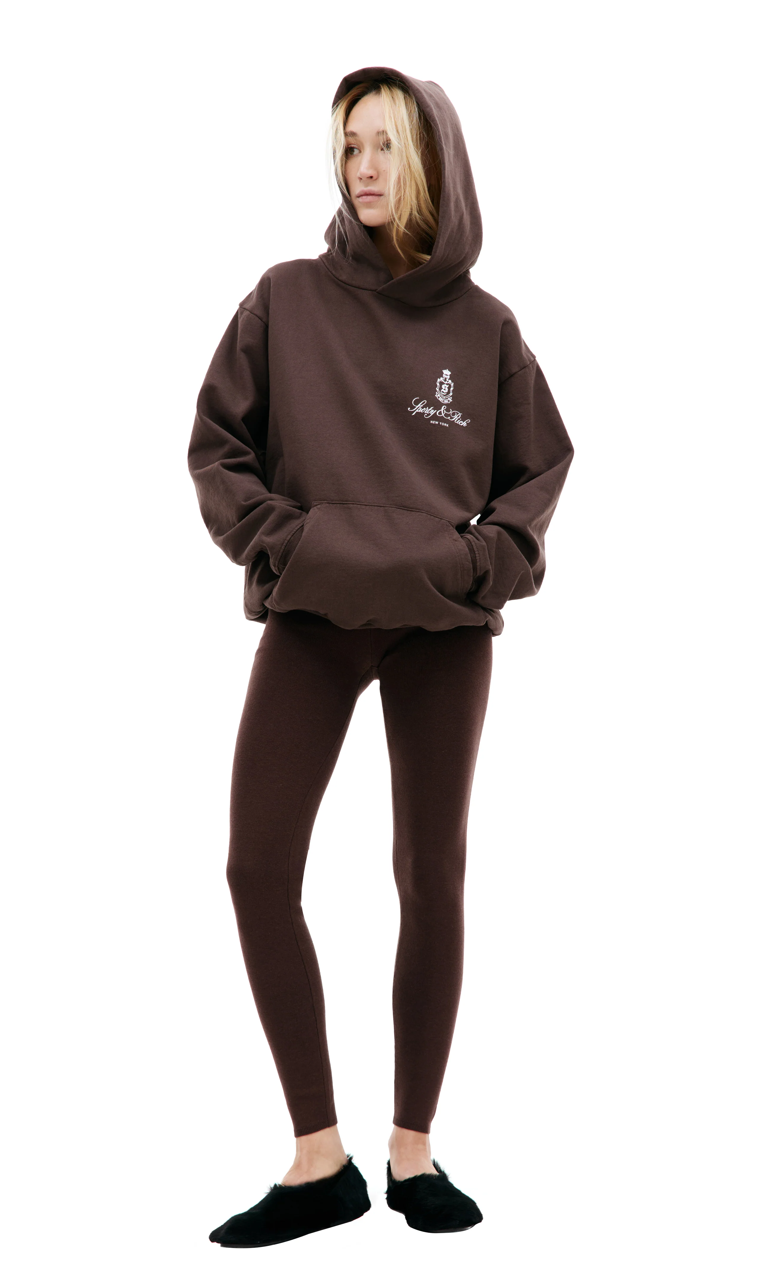 Serif Logo Ribbed Legging (Chocolate) - Image 2