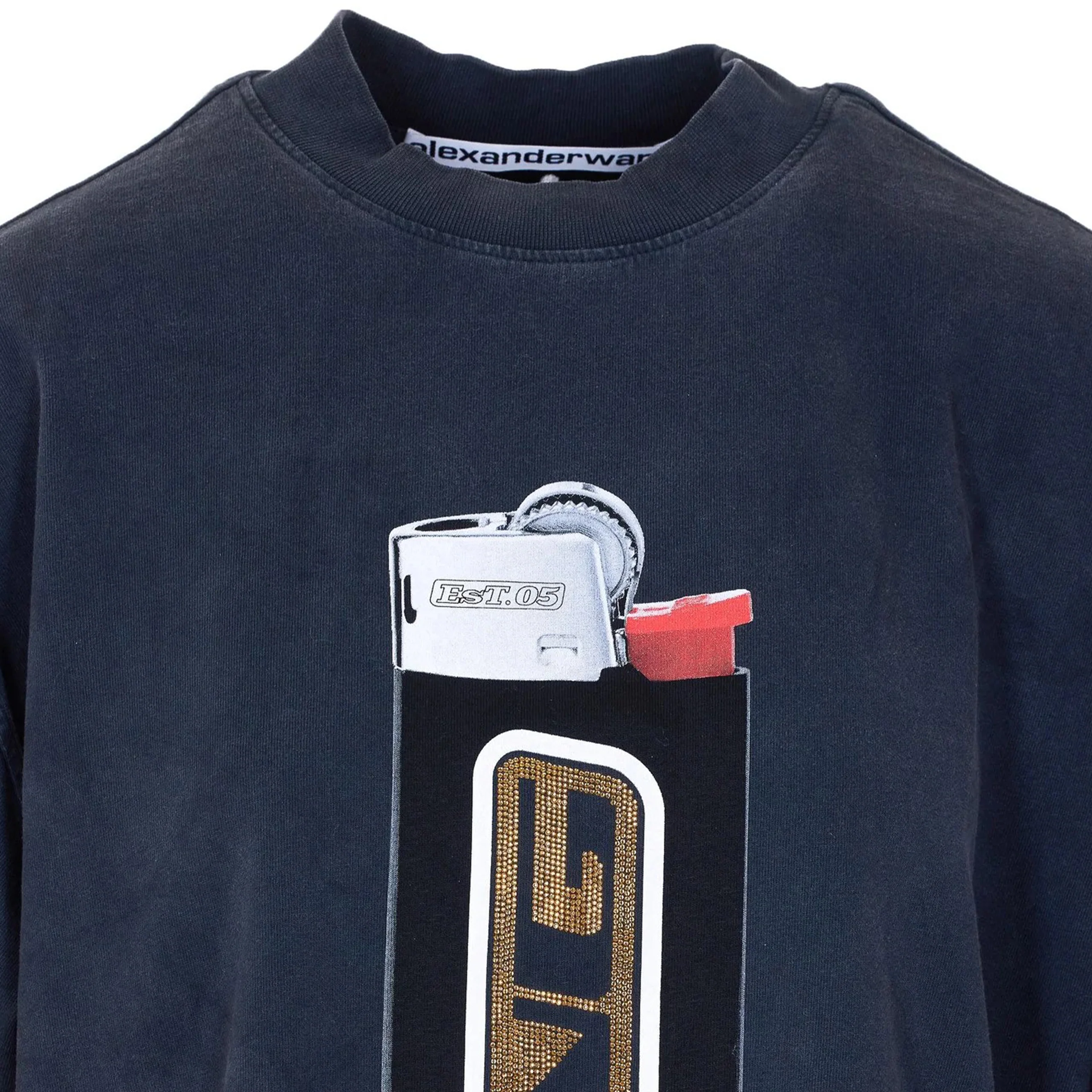 Short Sleeve Tee W/ Lighter Graphic (Washed Black) - Image 3