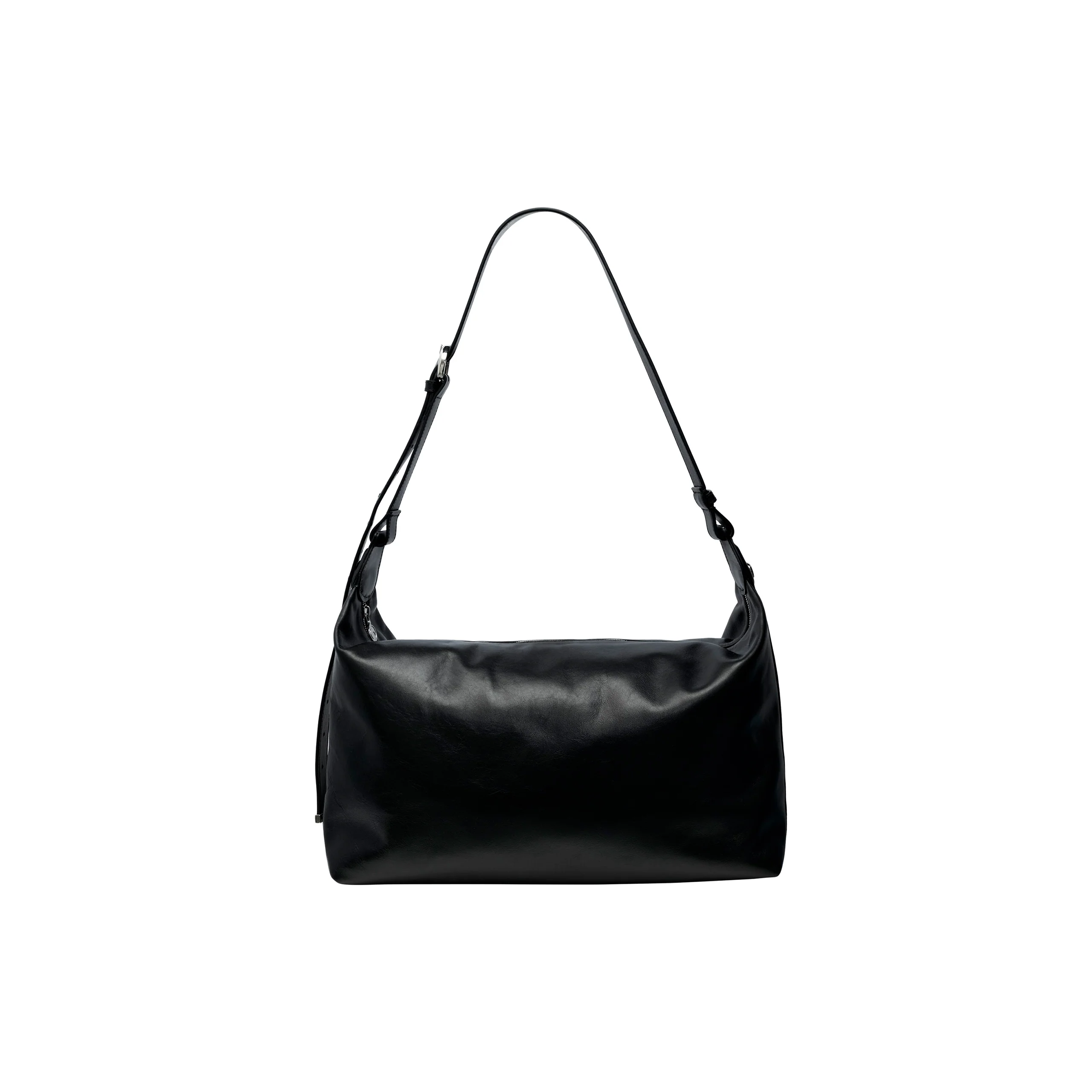 Smooth Leather Messenger Bag (Black)