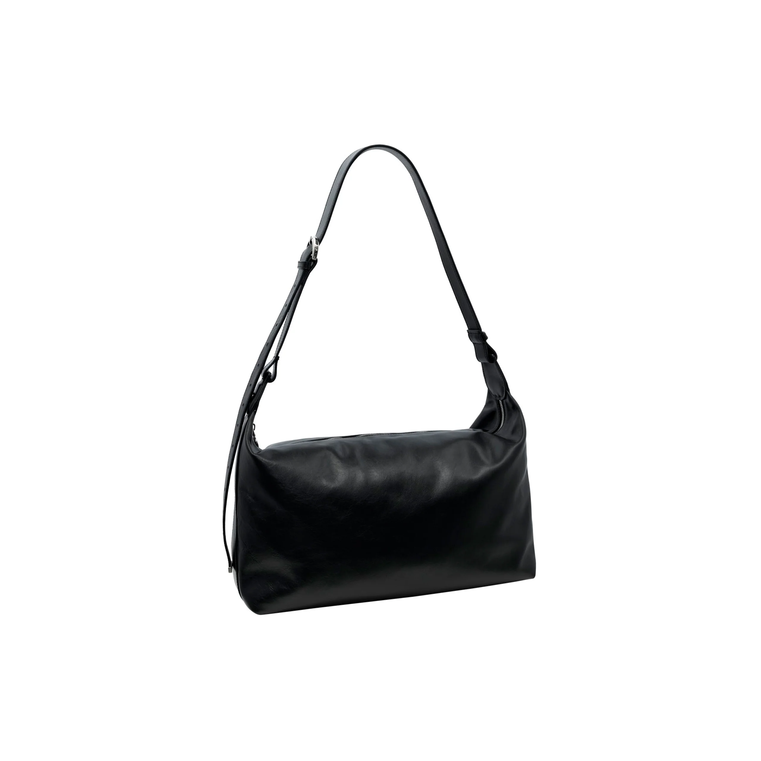 Smooth Leather Messenger Bag (Black) - Image 3