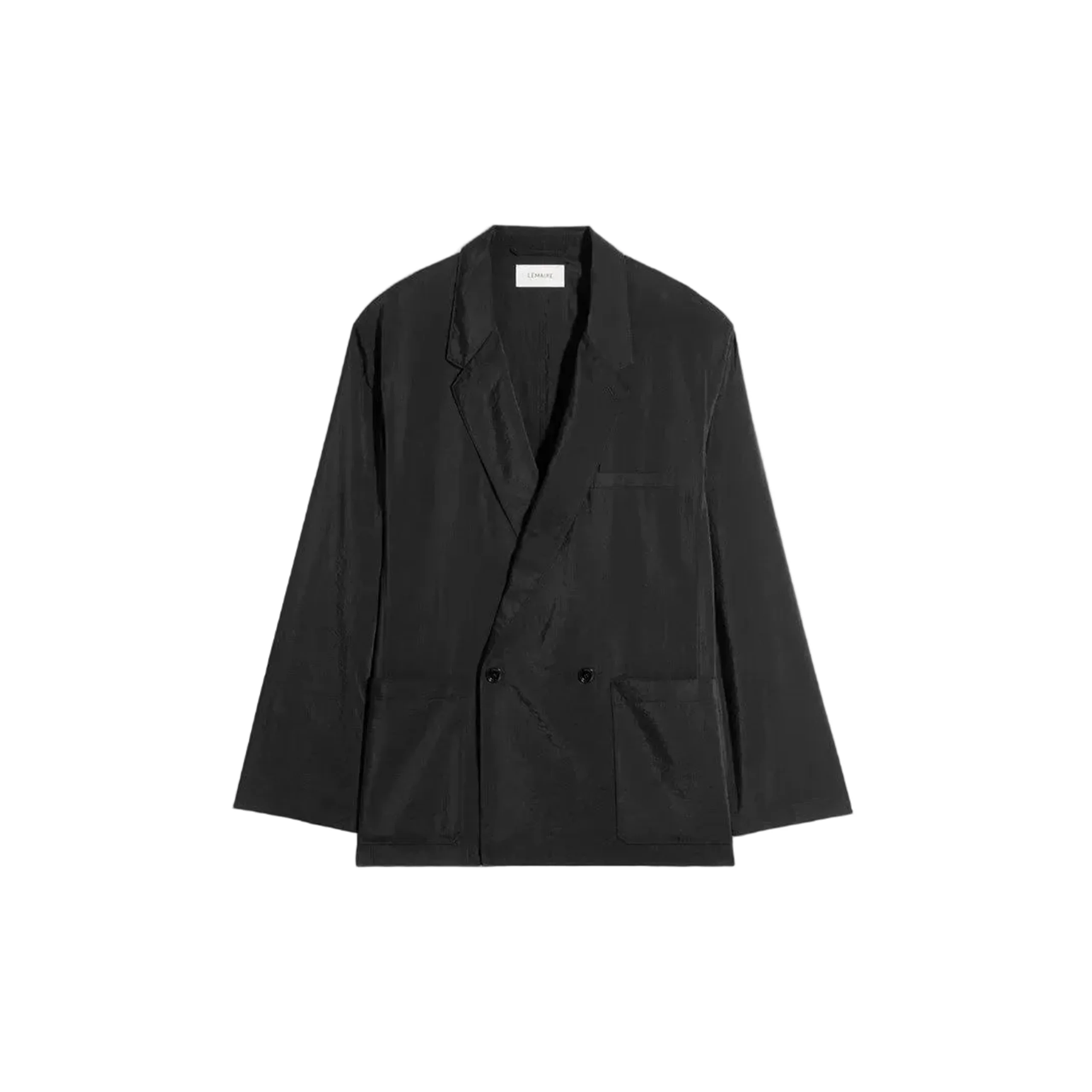 Soft Double Breasted Jacket In Dry Silk (Black)