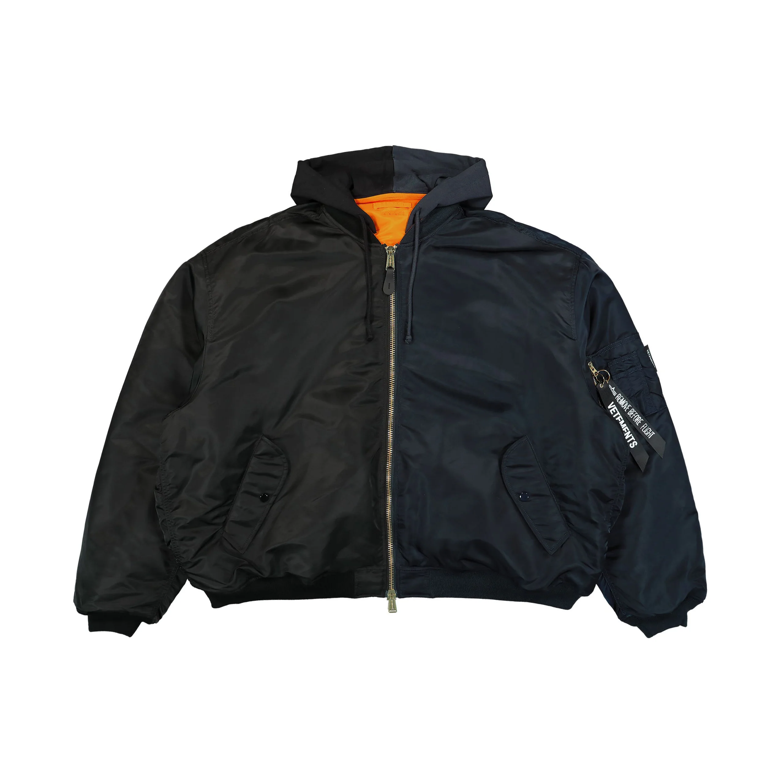Split Hooded Bomber Jacket (Navy/Black)
