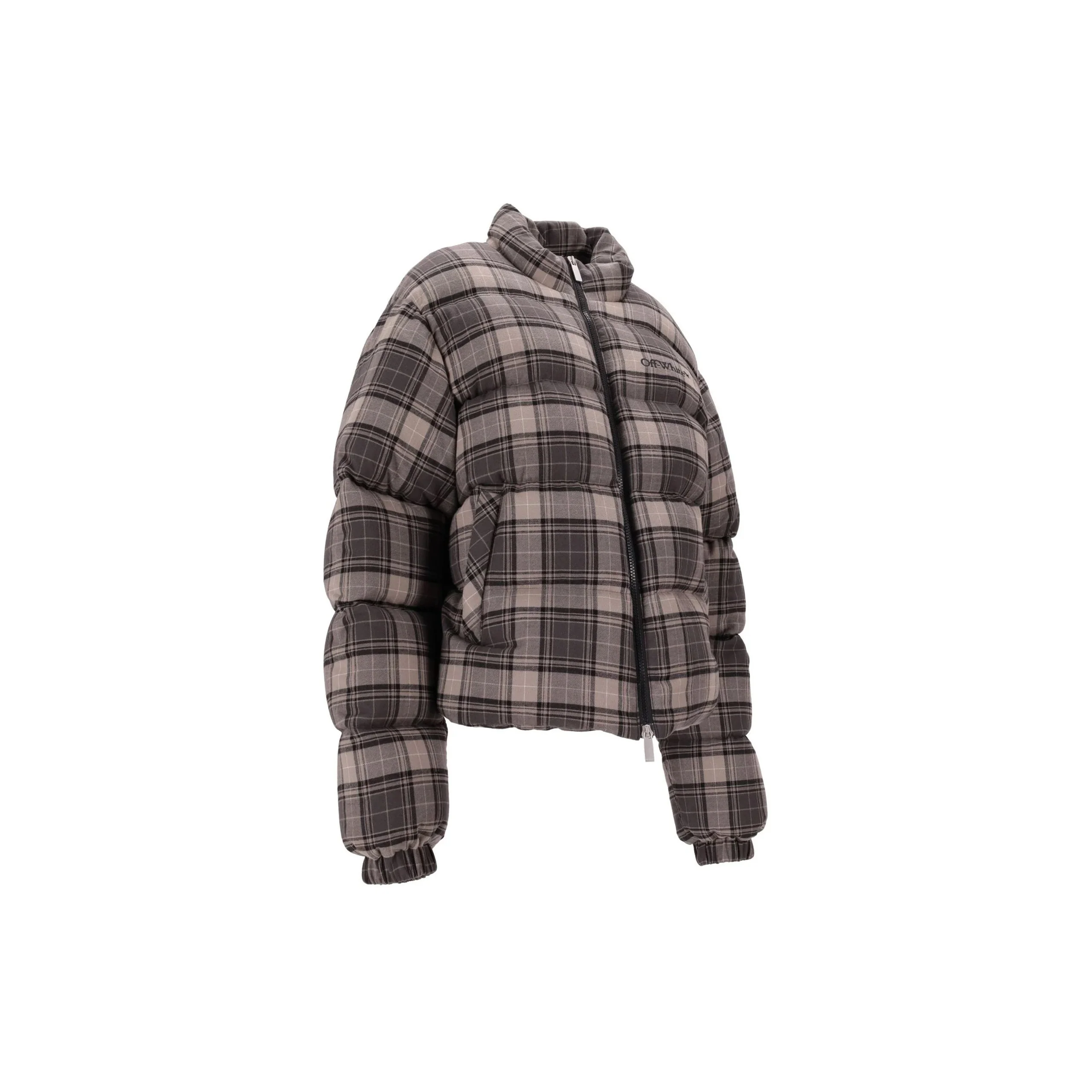 Spray Arr Check Flan Down Jacket (Dark Grey/Black) - Image 2