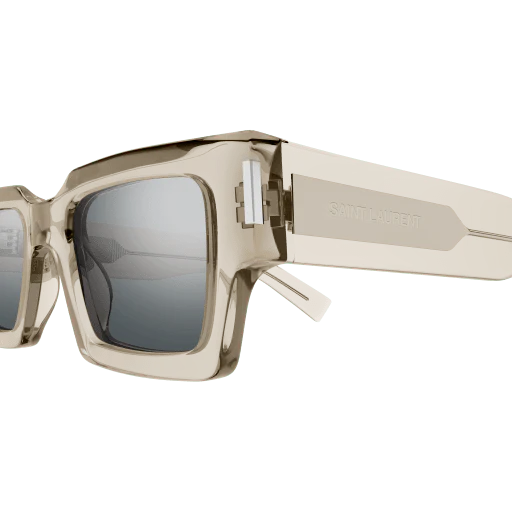 Squared Sharp Shape Sunglasses (Beige/Silver) - Image 3