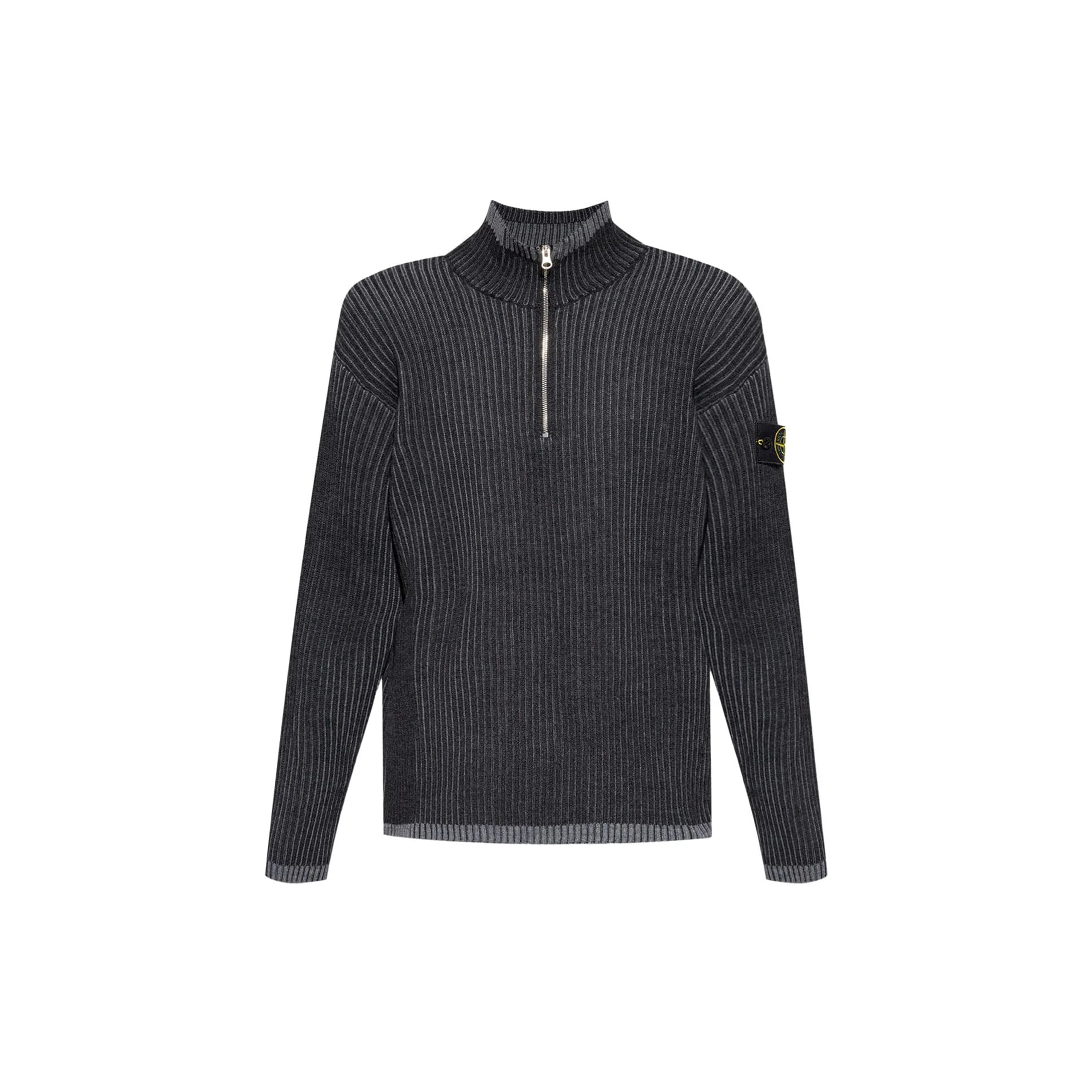 Stone Island Logo-Patch High Neck Jumper (Melange Charcoal)