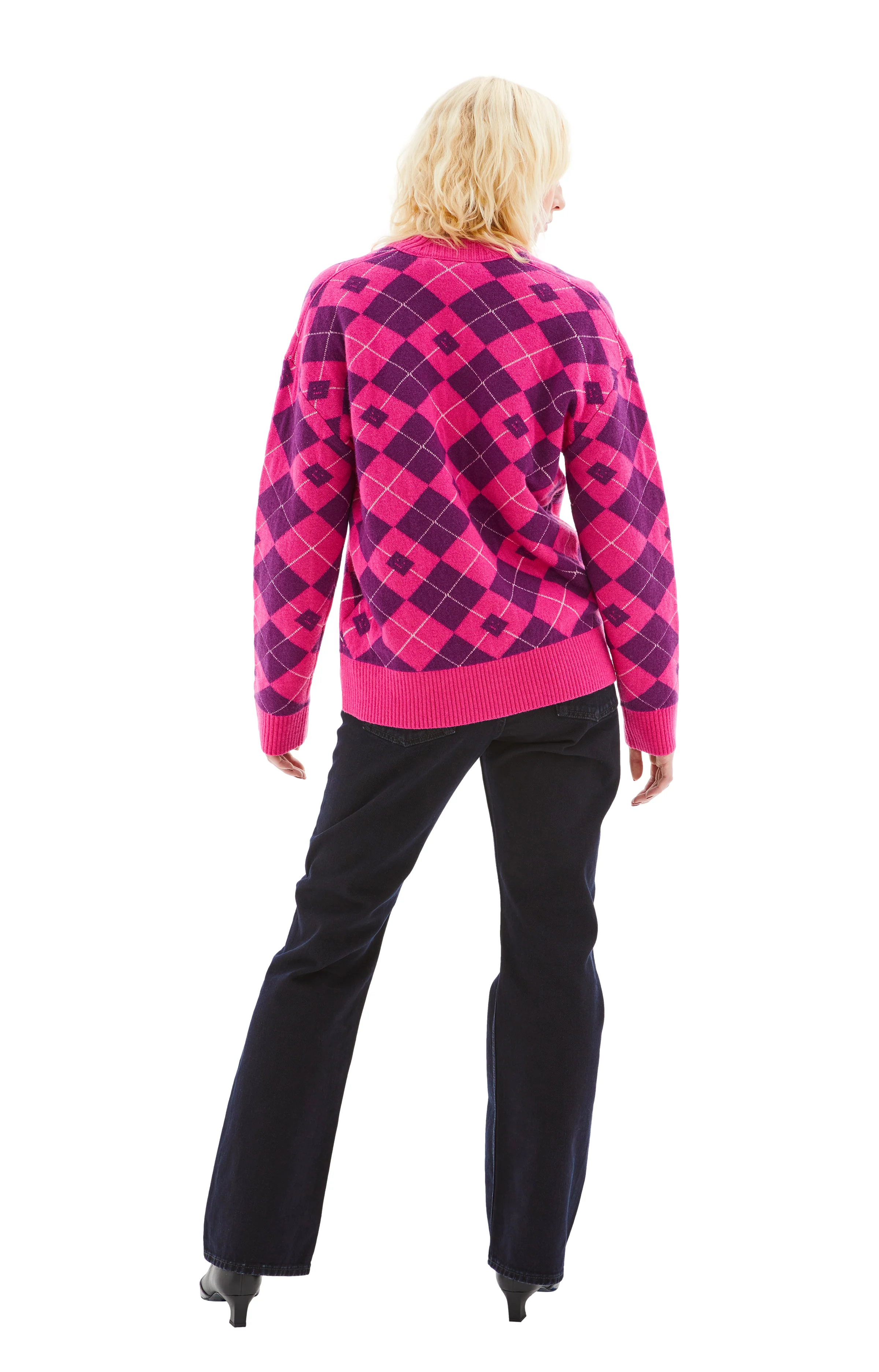 V-Neck Printed Sweater (Pink/Purple) - Image 4