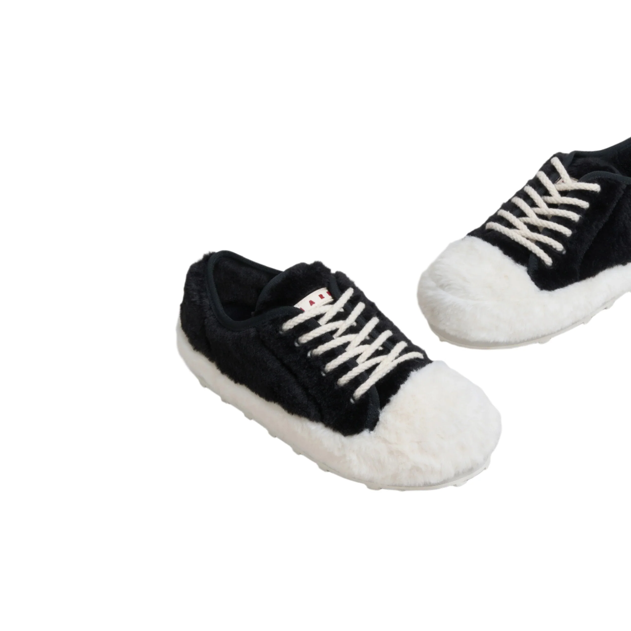 Women's Fluffy Sneakers (Black/White) - Image 3