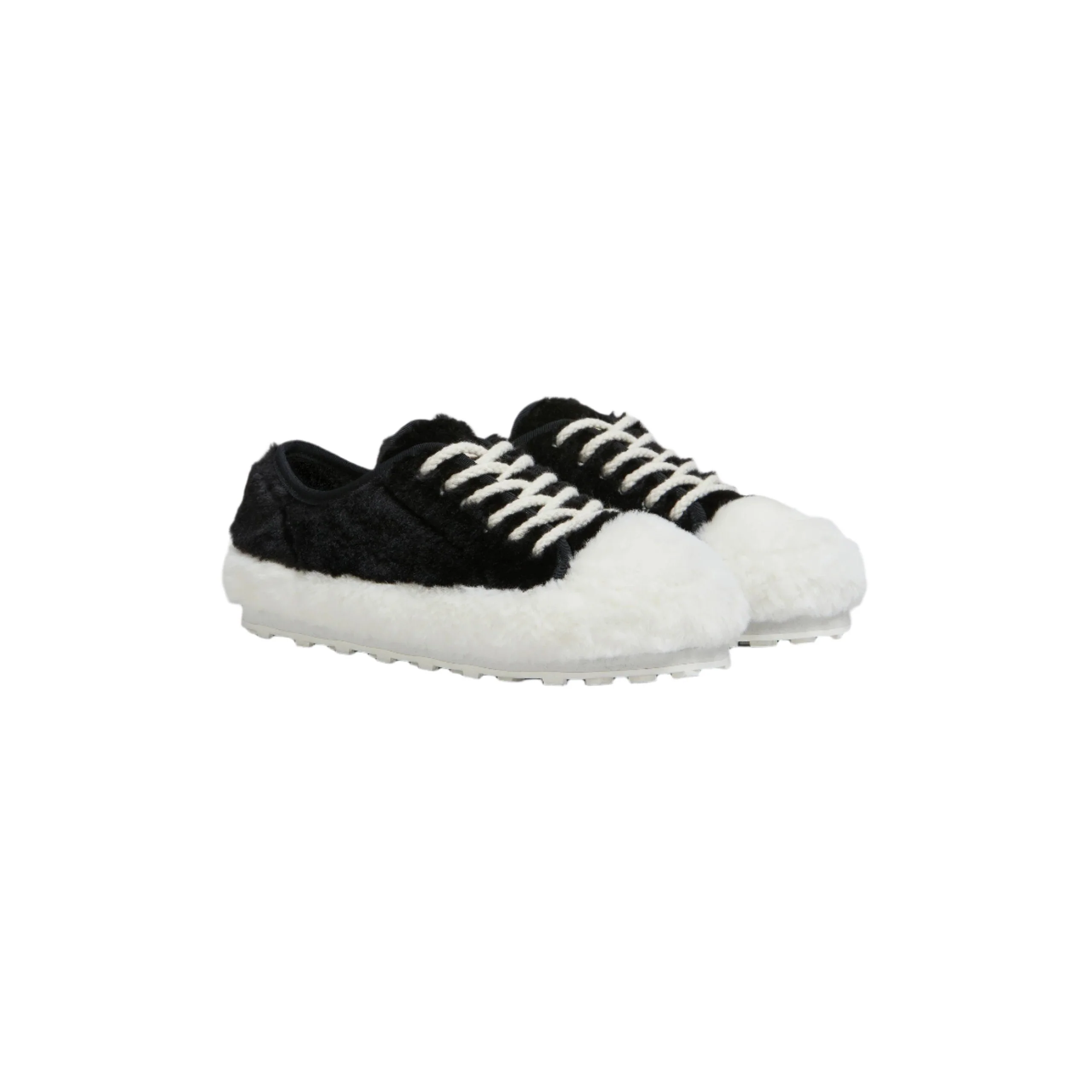 Women's Fluffy Sneakers (Black/White) - Image 4