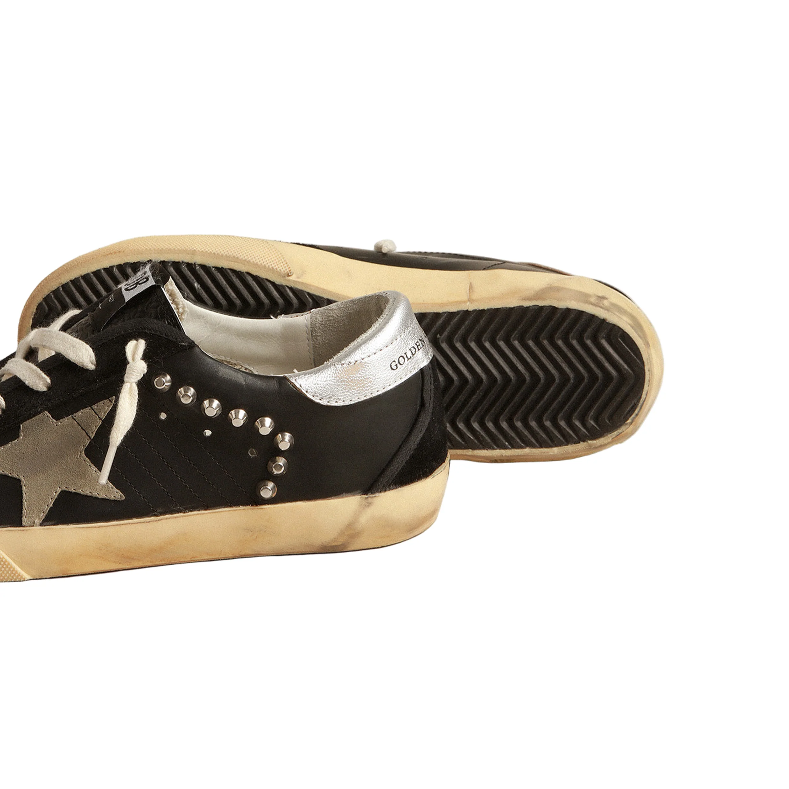 Women's Super-Star Leather Sneakers (Black/Taupe/Silver) - Image 3