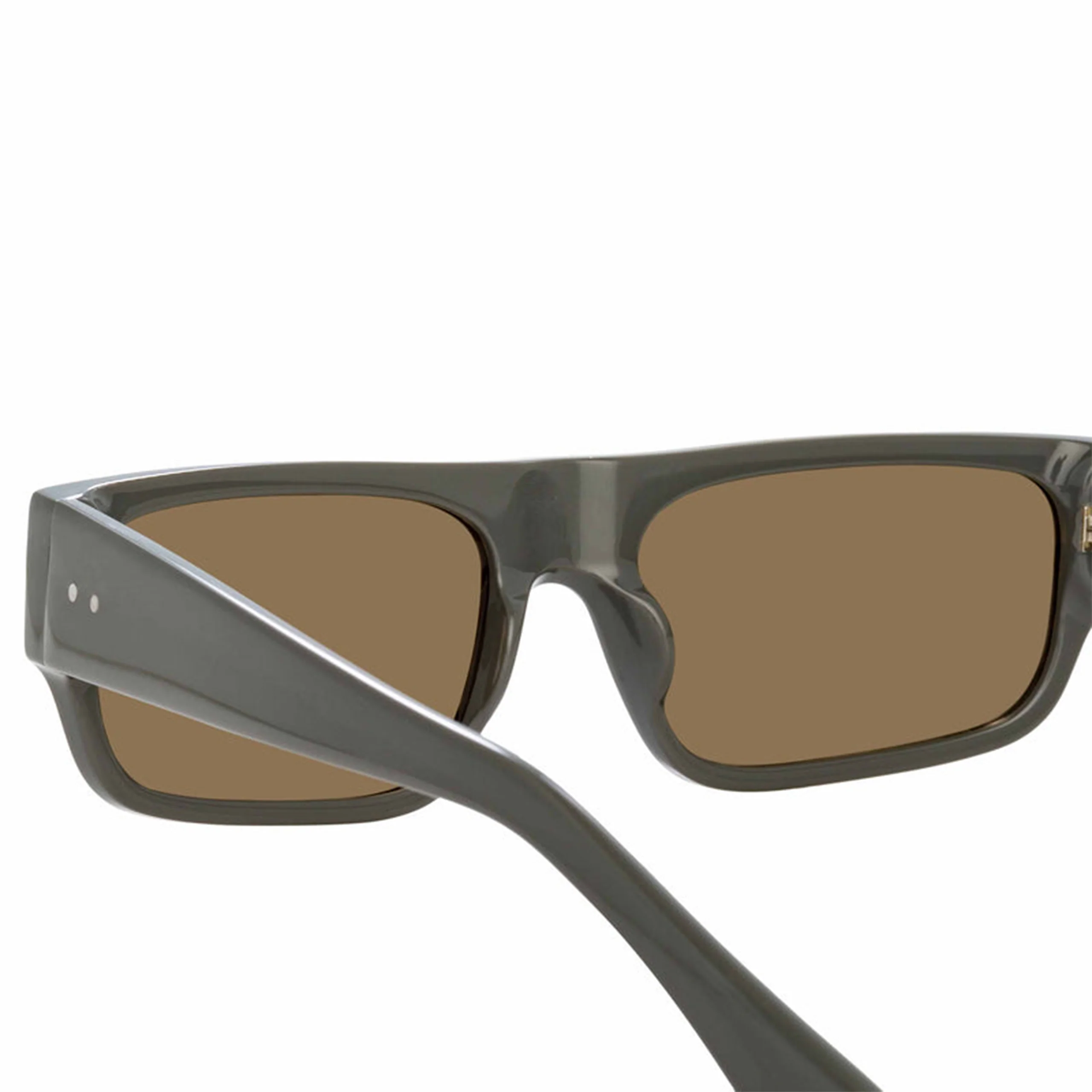 x Dries Van Noten Rectangular Sunglasses (Grey/Brushed Silver/Khaki Green) - Image 3