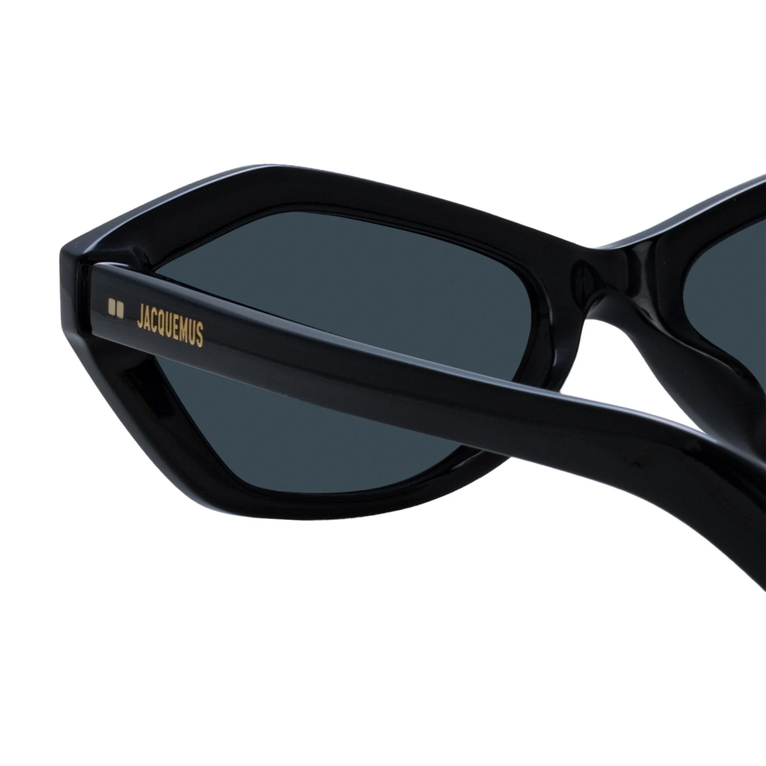 x Jacquemus Bambino Angular Sunglasses (Black/Yellow Gold/Grey) - Image 4