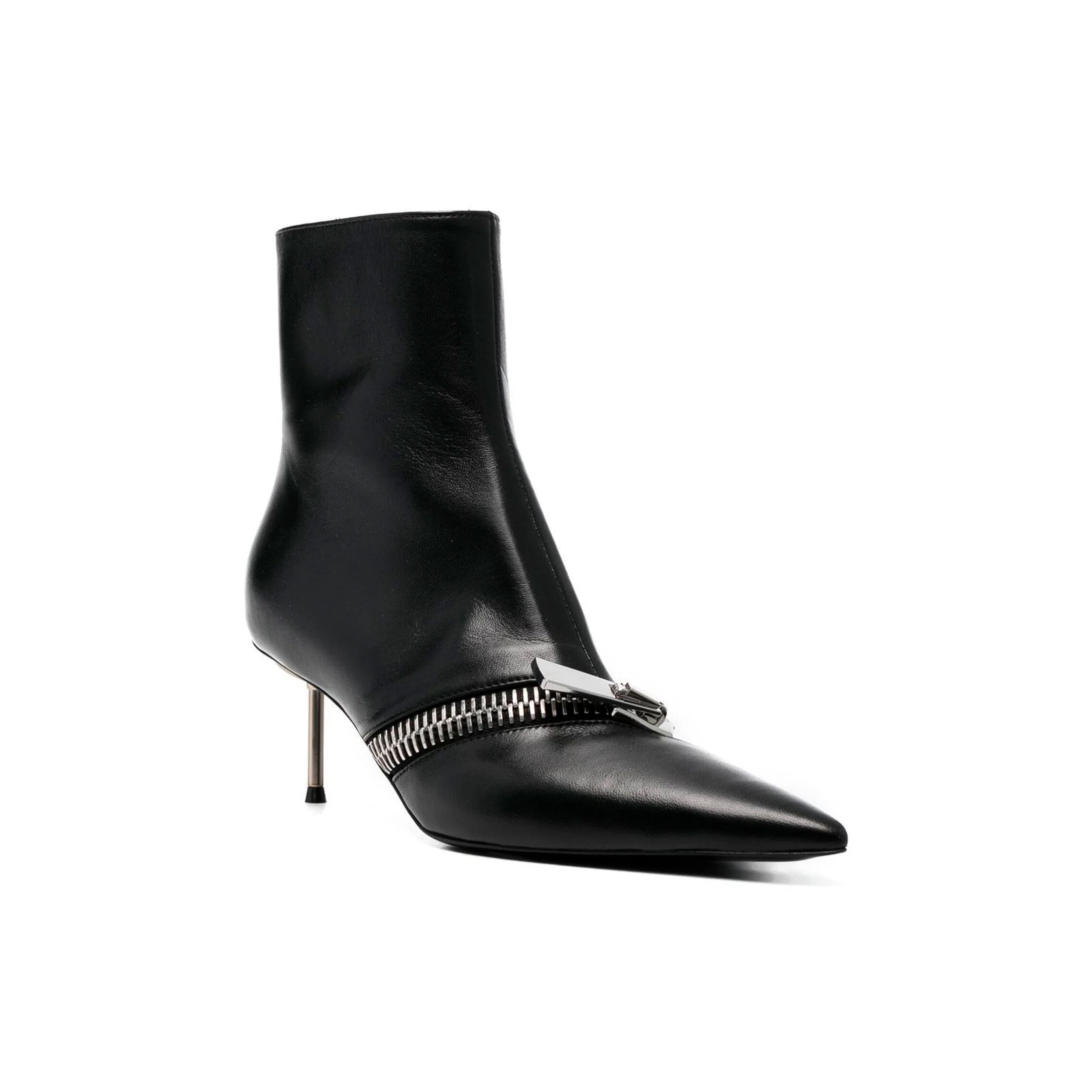 Zip Ankle Black Leather Boot - Image 4