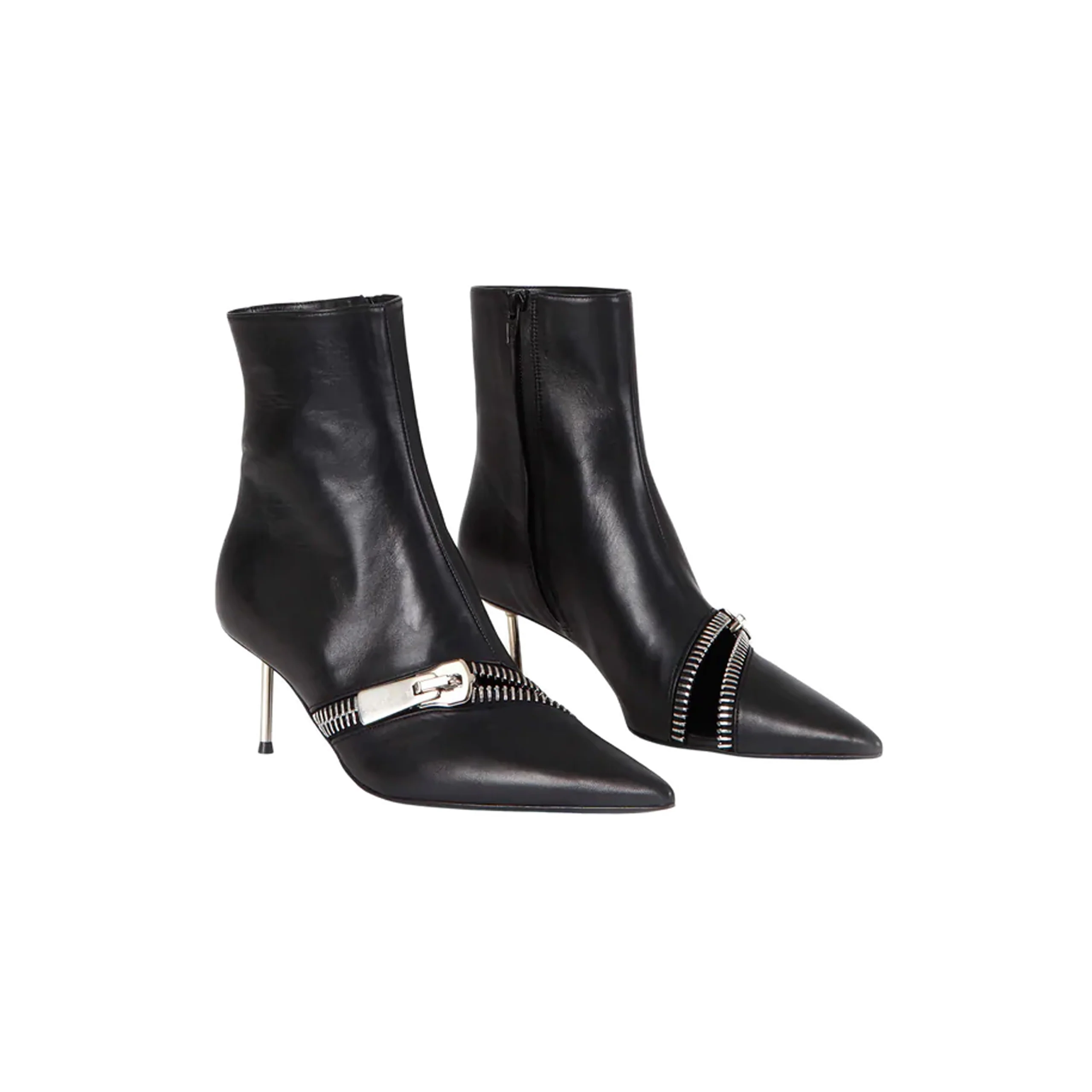 Zip Ankle Black Leather Boot - Image 5