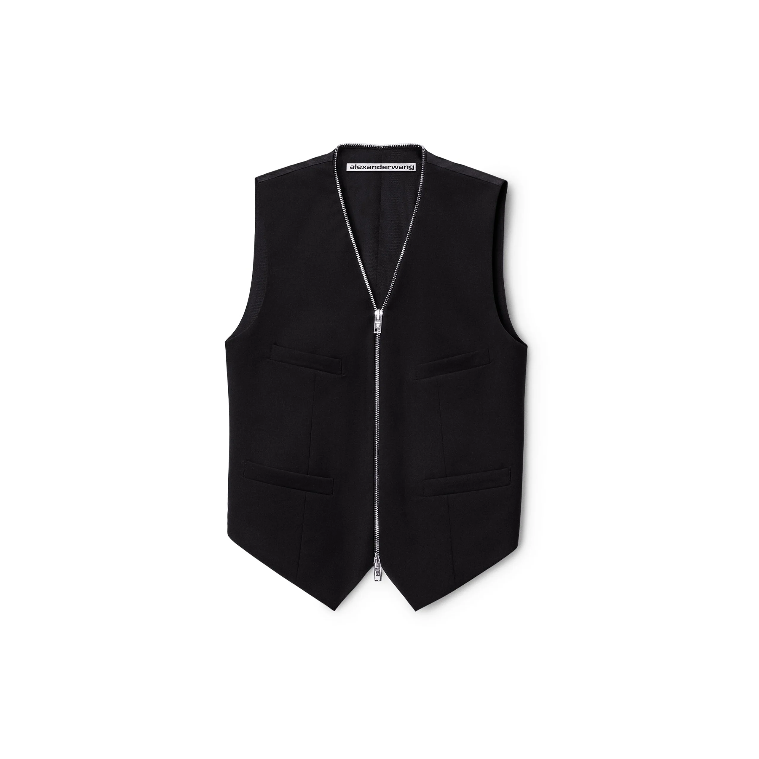 Zipper Tailored Vest (Black)